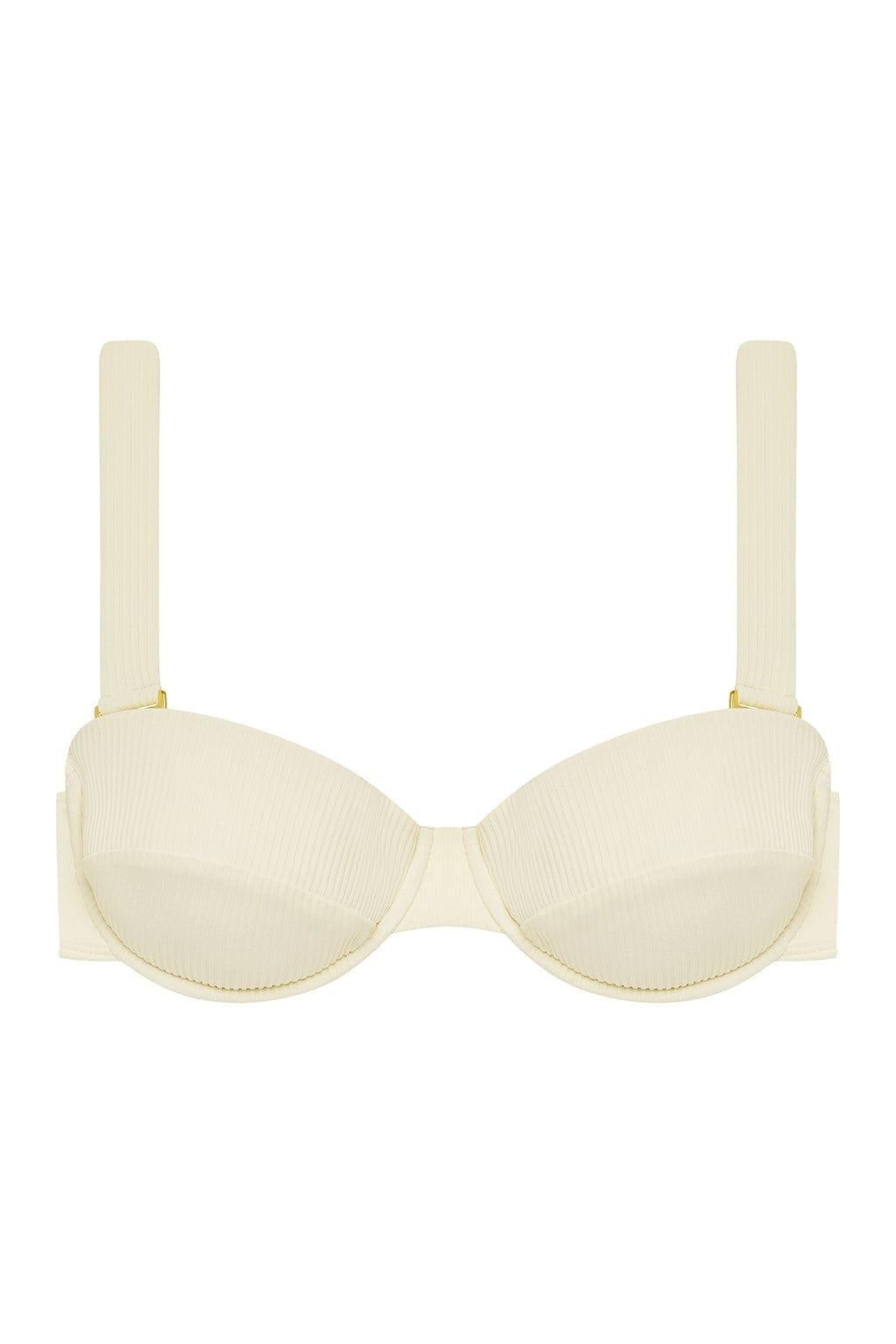Cream Rib Bustier Bikini Top