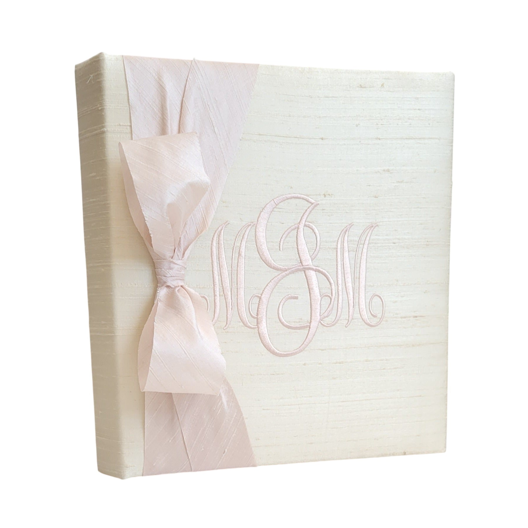 Baby Memory Book - Cream Silk (w/ Silk Bow)