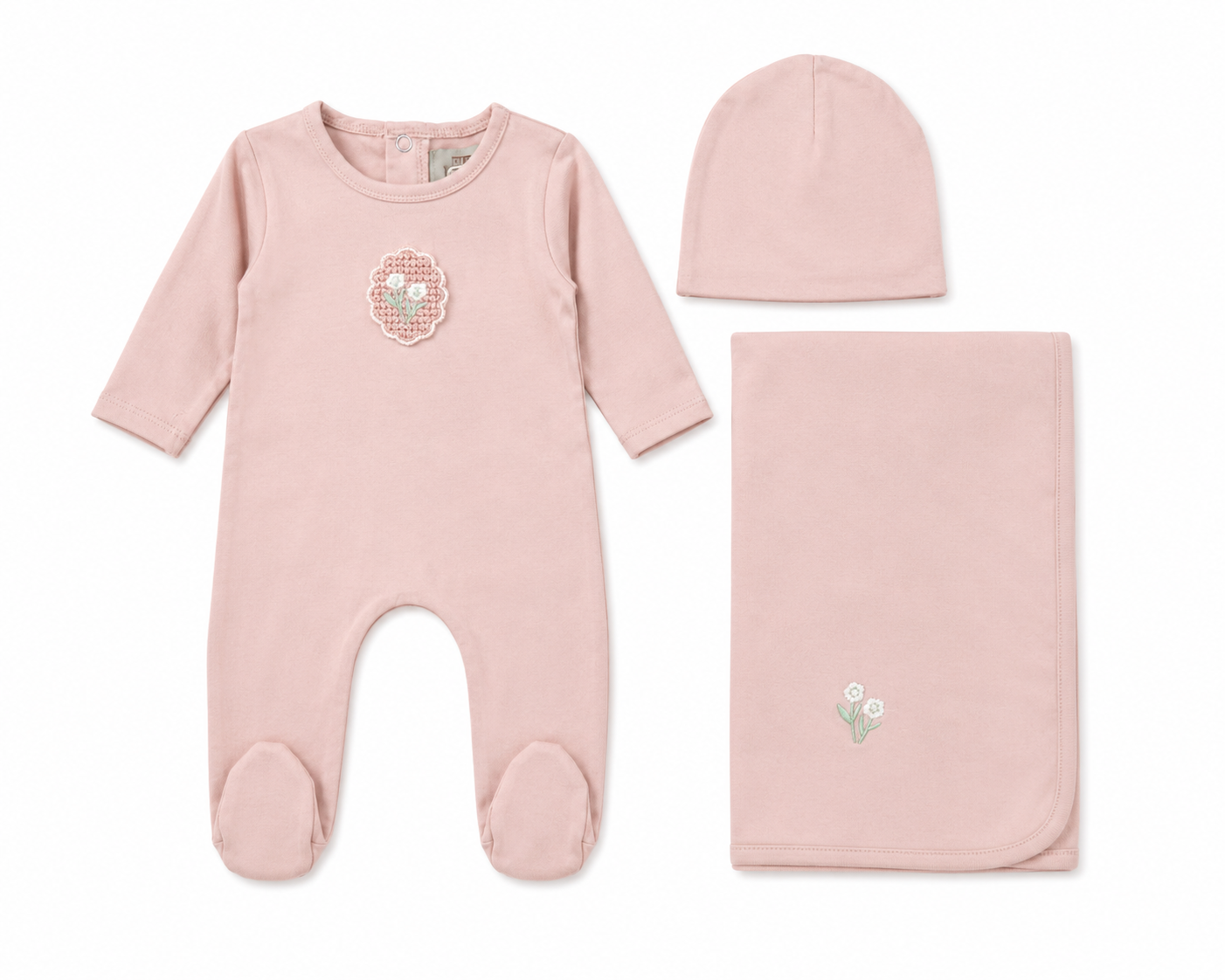 Crochet Applique (cotton) Layette Set