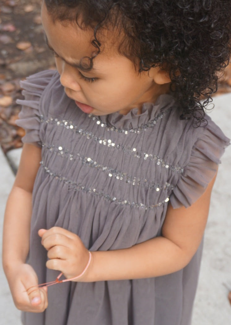 Scarlett | Cotton Tulle Dress | Sleet Gray