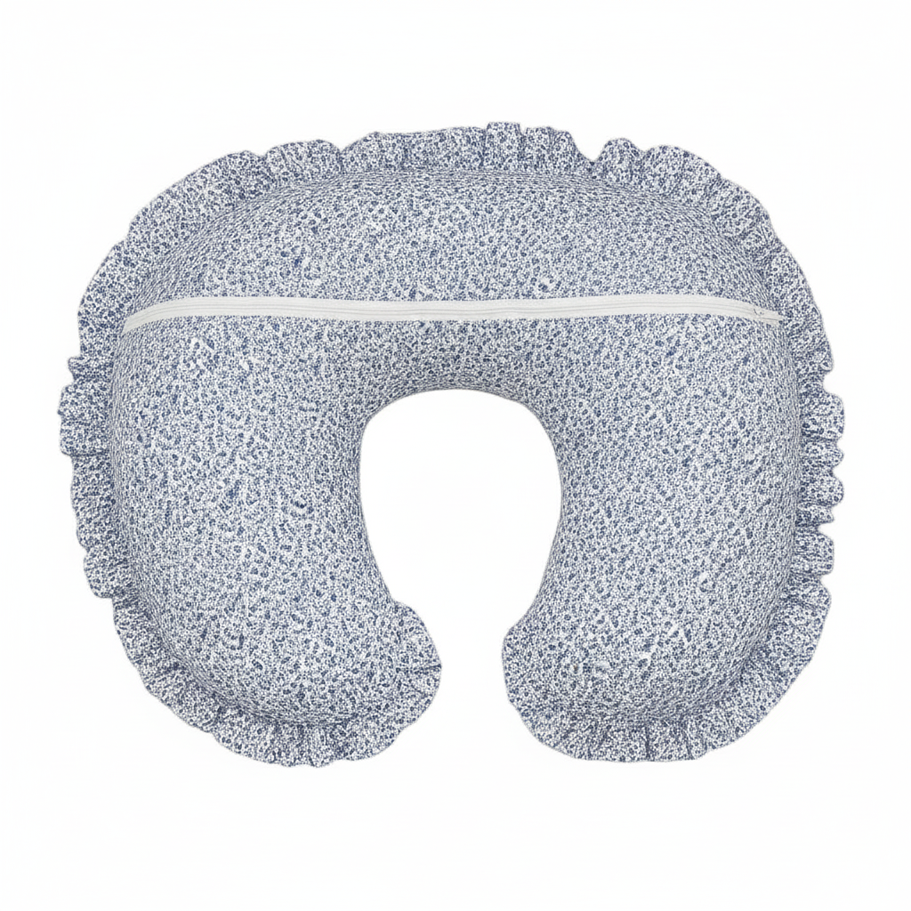 Blue Floral Ruffle Nursing Pillow Cover