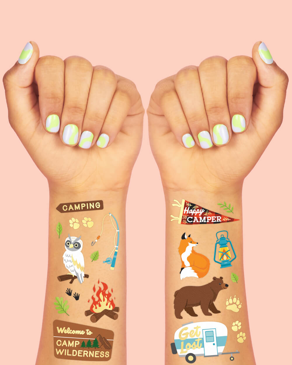 Happy Camper Tats - 44 Foil Temporary Tattoos