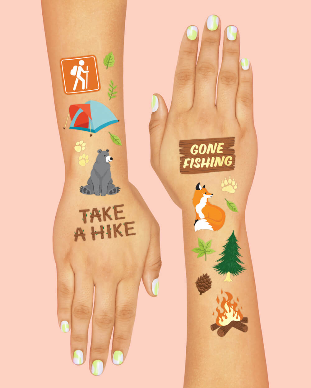 Happy Camper Tats - 44 Foil Temporary Tattoos
