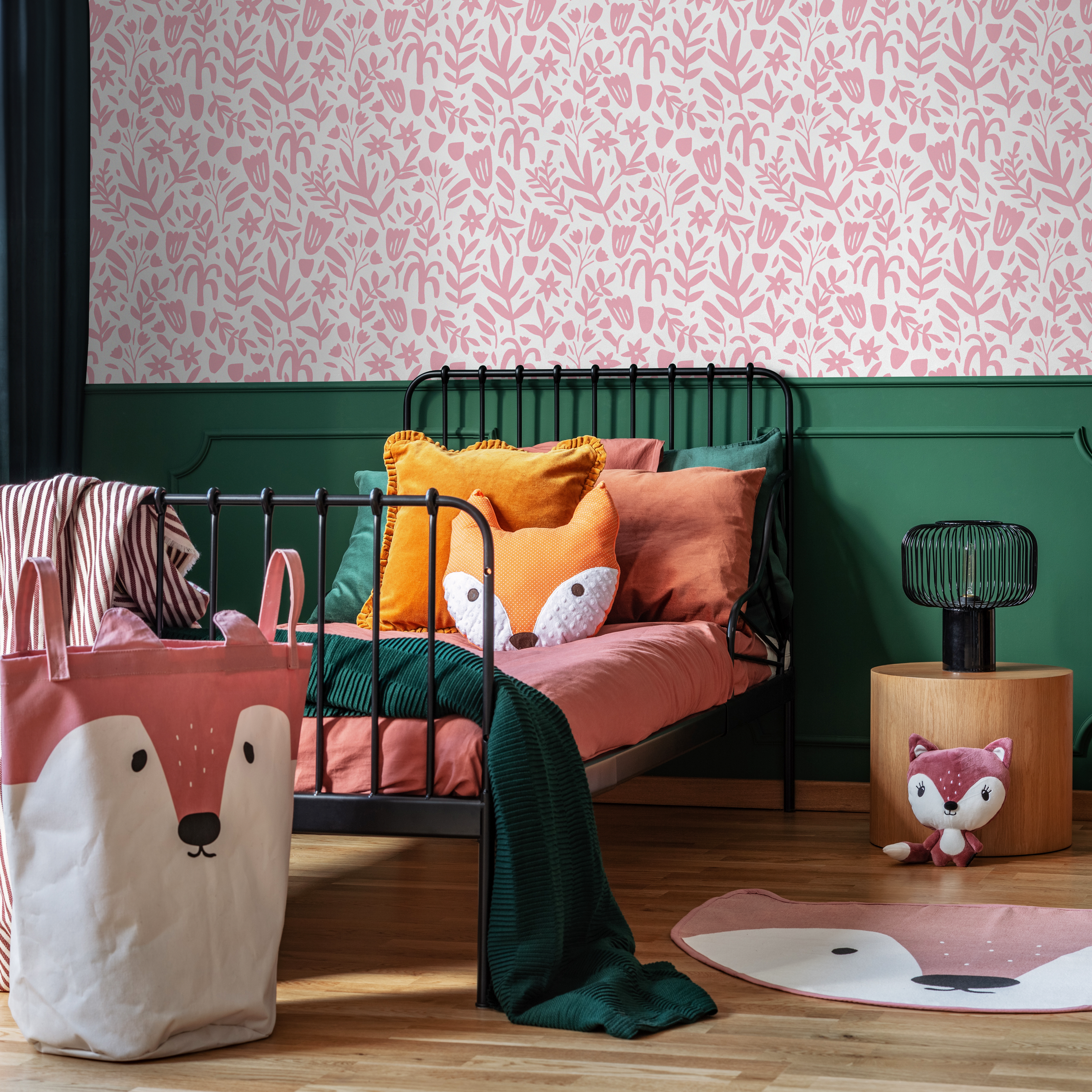 Floral Wallpaper With Abstract Cut-out Blooms In Pink - D368