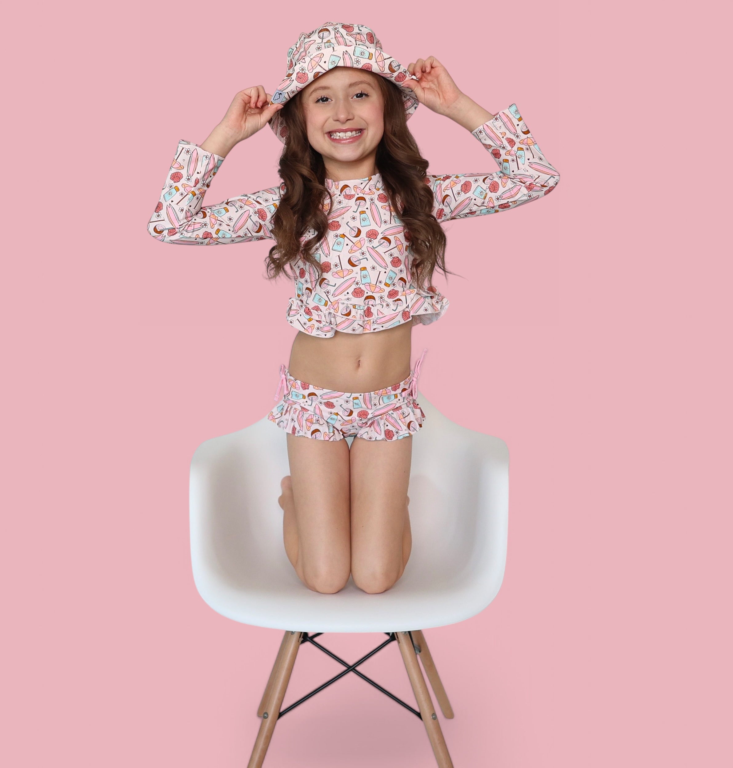 Fun In The Sun Dream Two-piece Rash Guard Ruffle Swim Suit