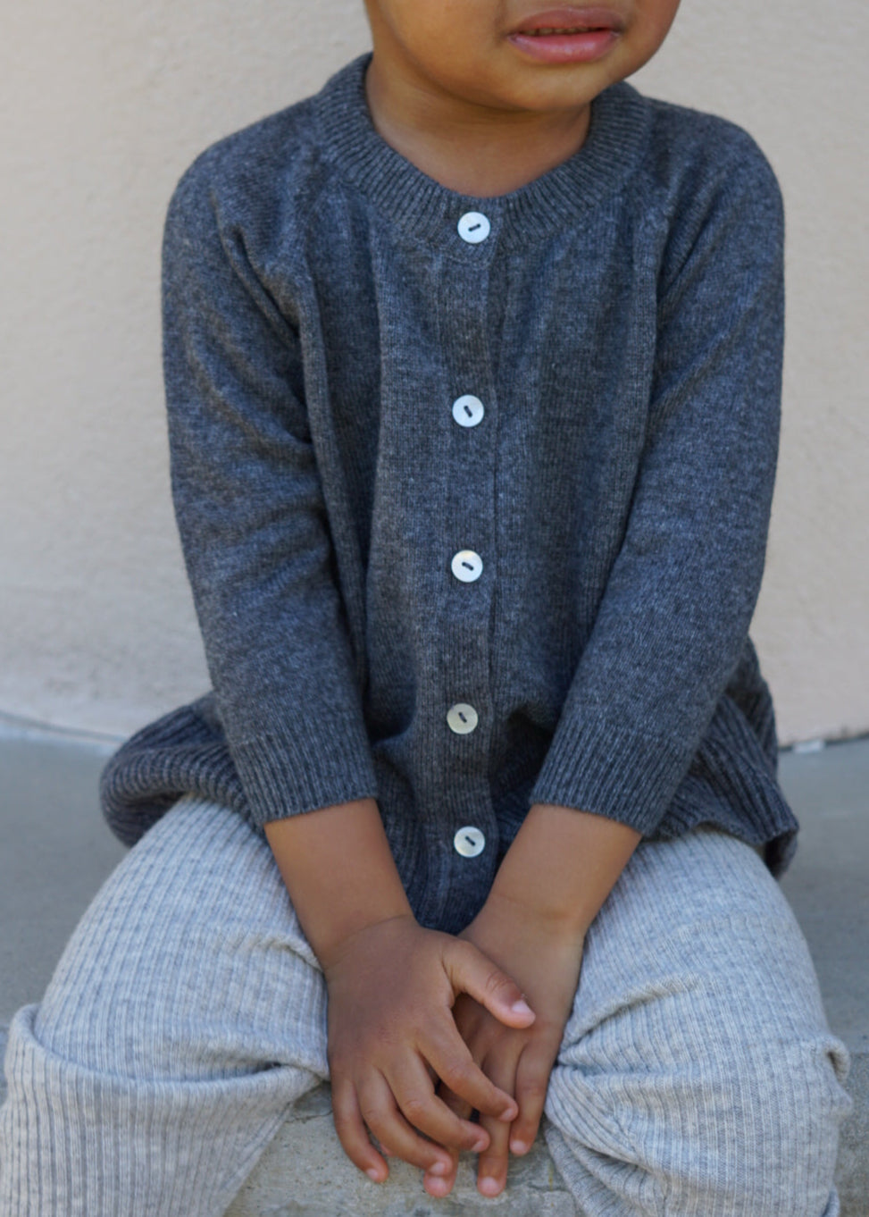 Cashmere & Merino Wool Knit Cardigan | Dark Gray Melange