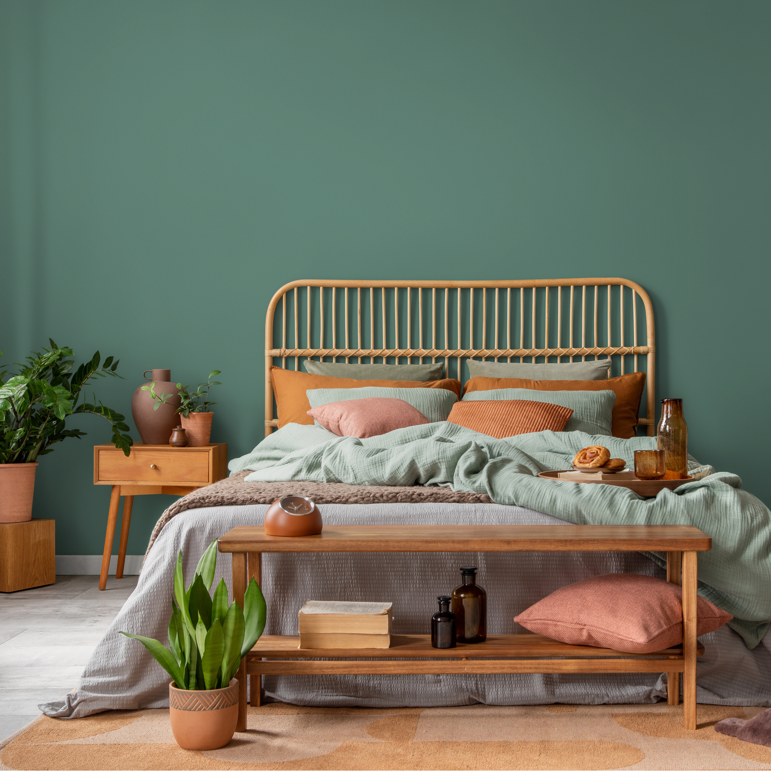 Solid Color Wallpaper In A Deep Surf Green - D431