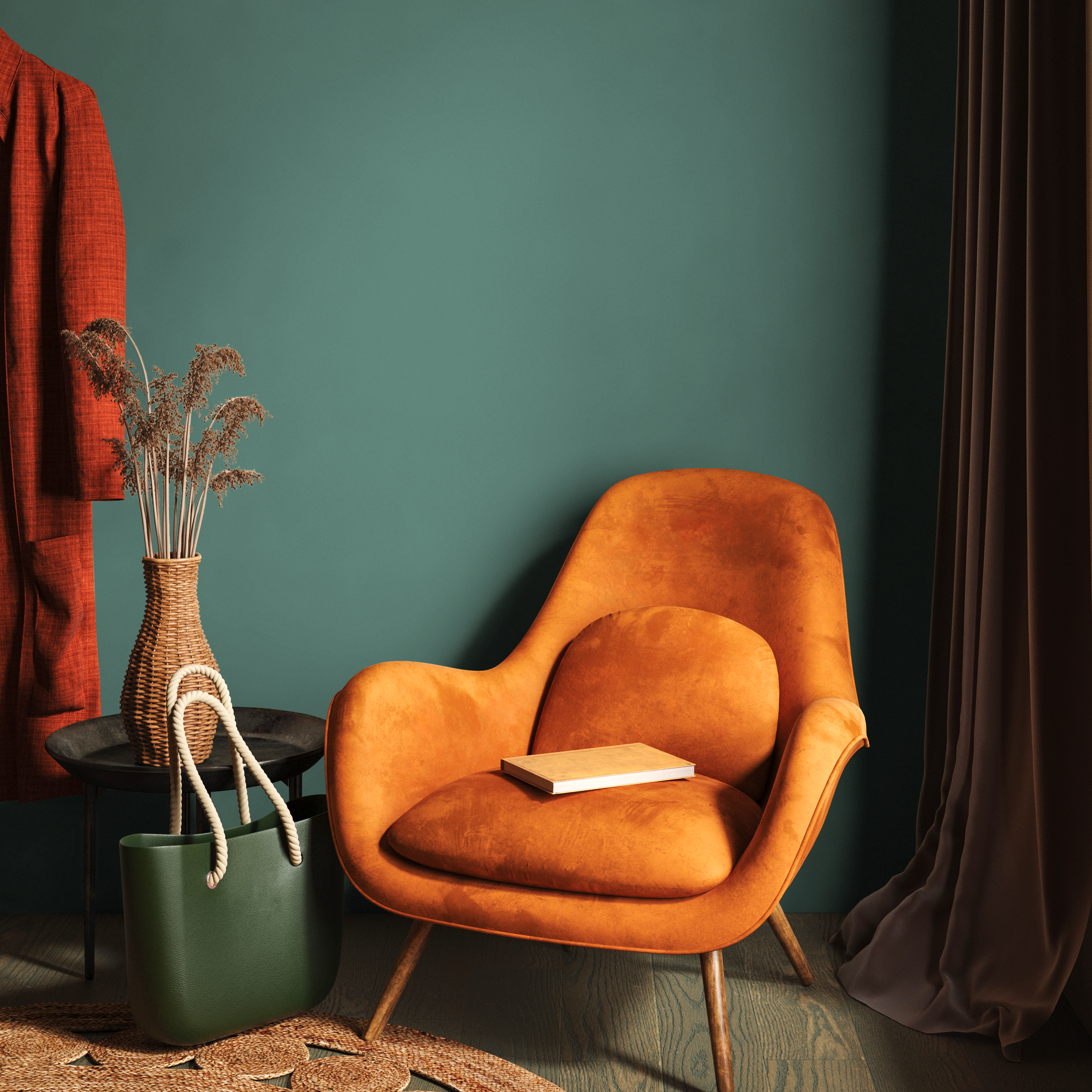 Solid Color Wallpaper In A Deep Surf Green - D431