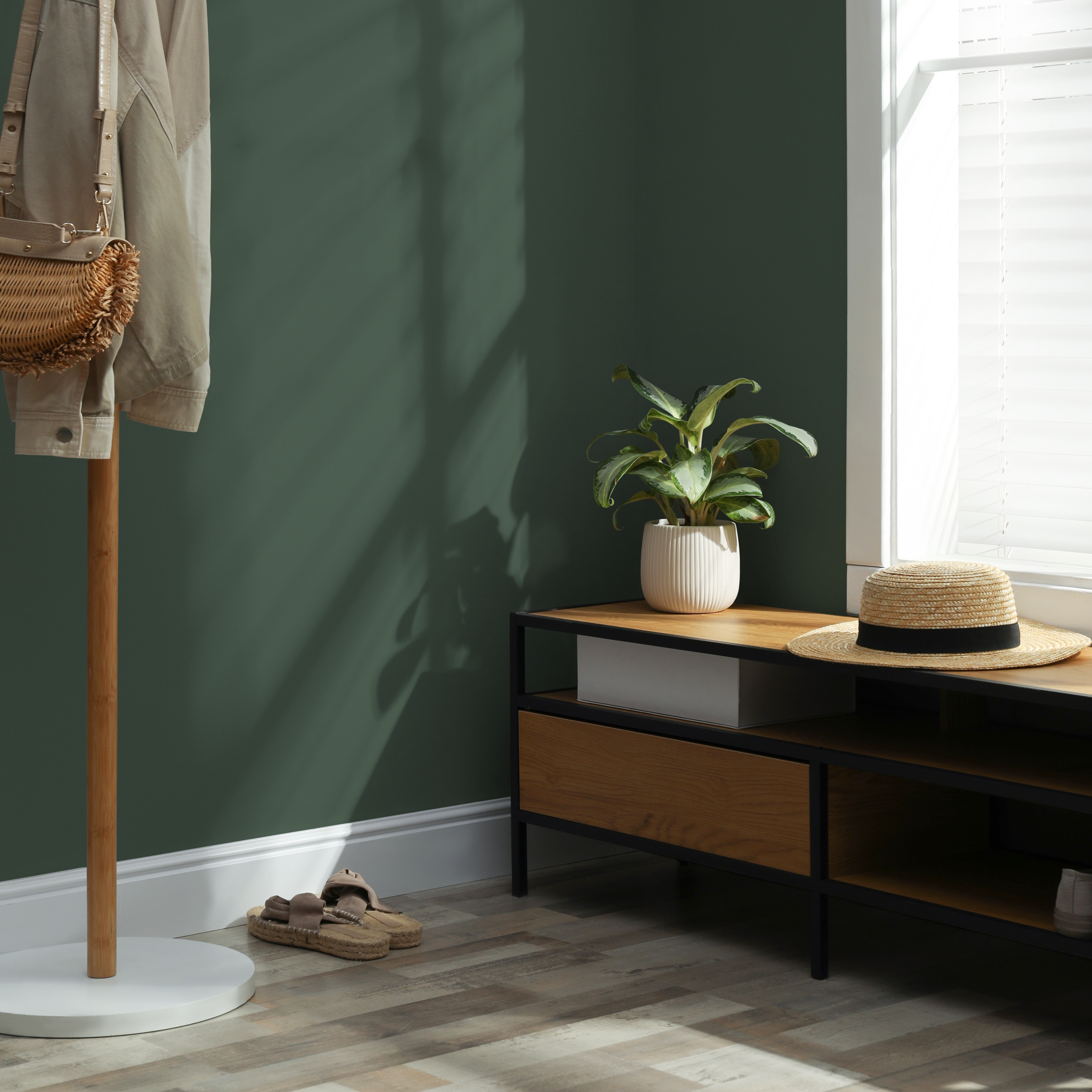 Minimalist Wallpaper In A Solid Dark Grayish Green - D434