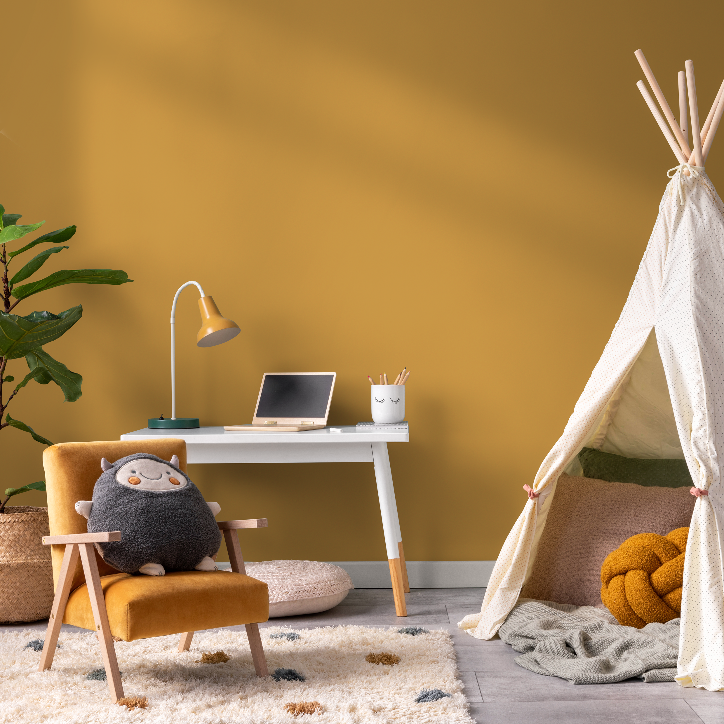 Solid Color Wallpaper In A Warm Indian Yellow - D459