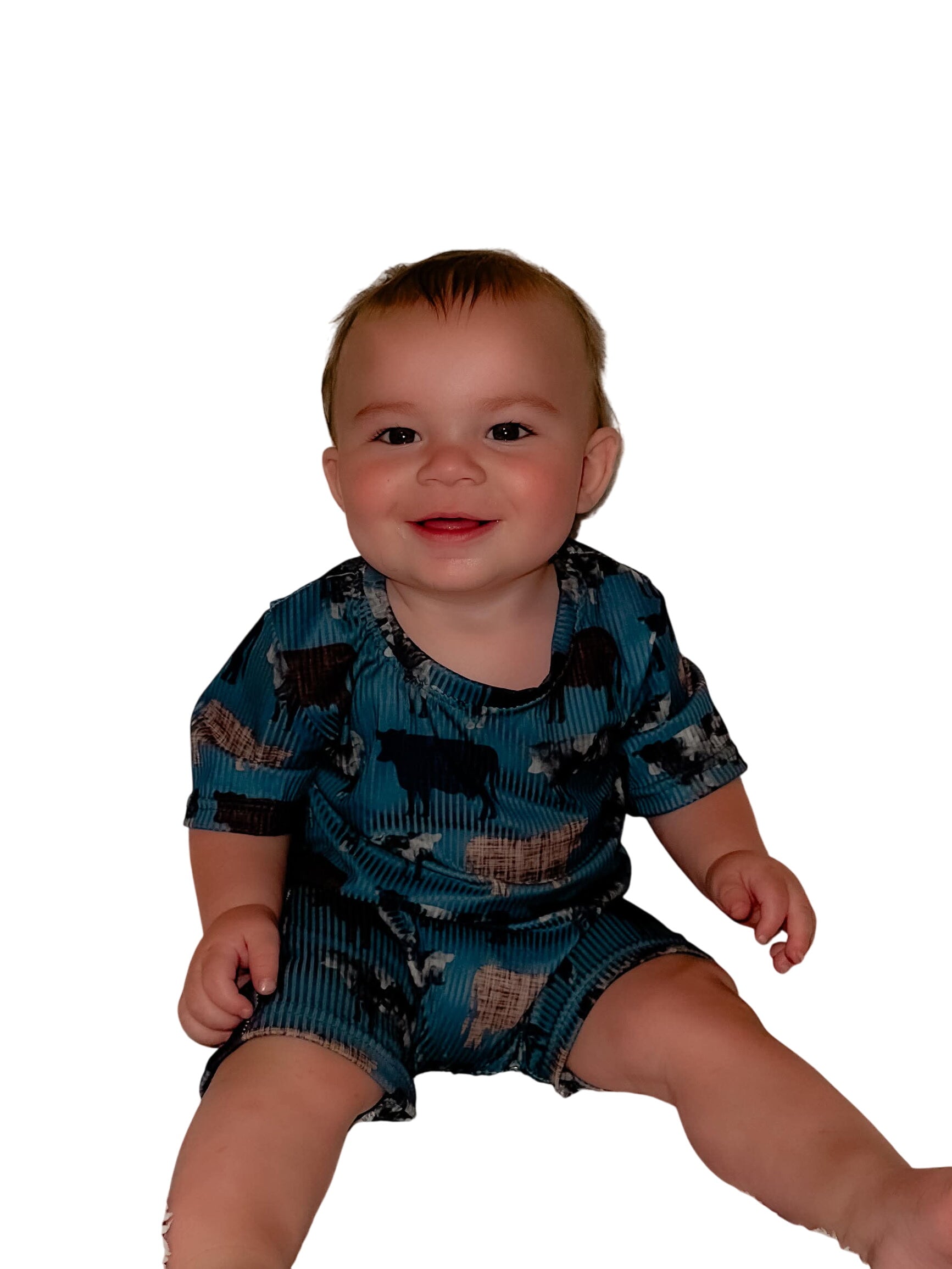 Cattle Ribbed Material Boy Romper