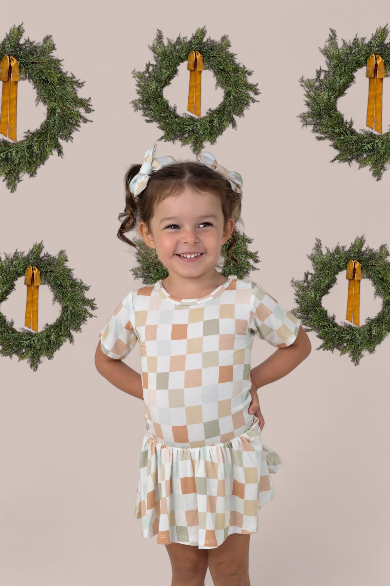 Muted Checkers Dream Bodysuit Dress