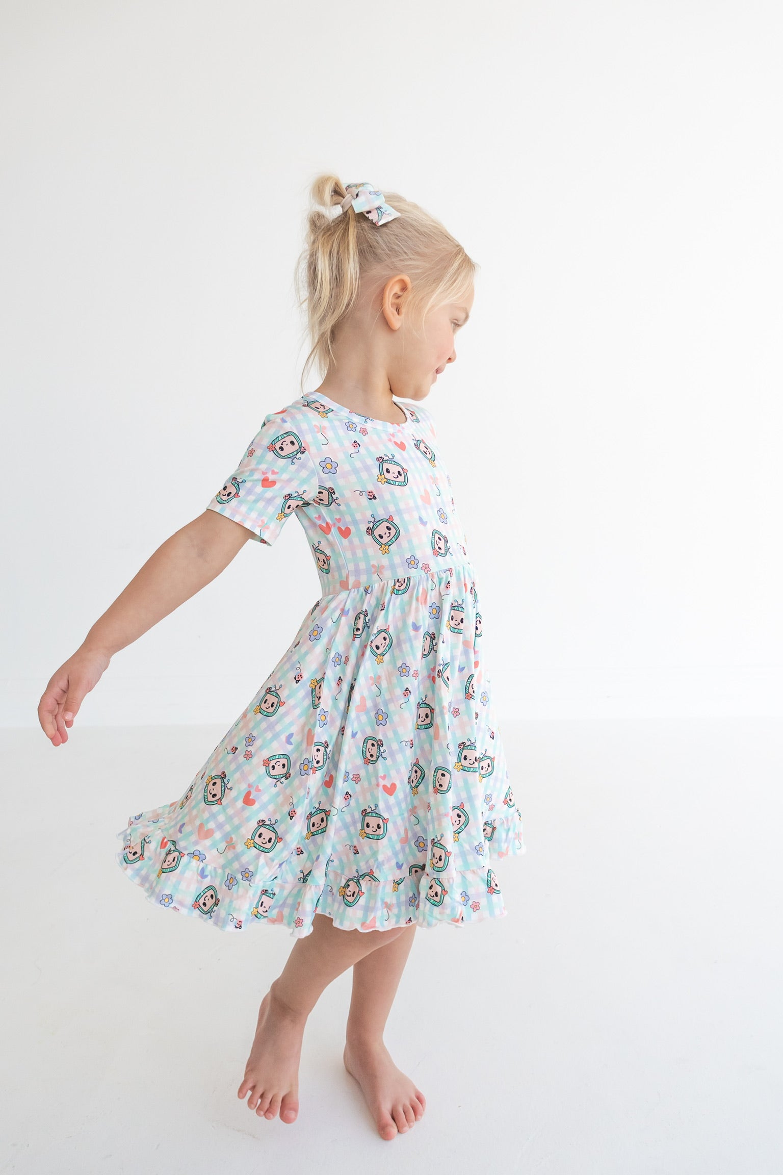 Dream Big Little Co X Cocomelon Springtime Melon Short Sleeve Dream Ruffle Dress