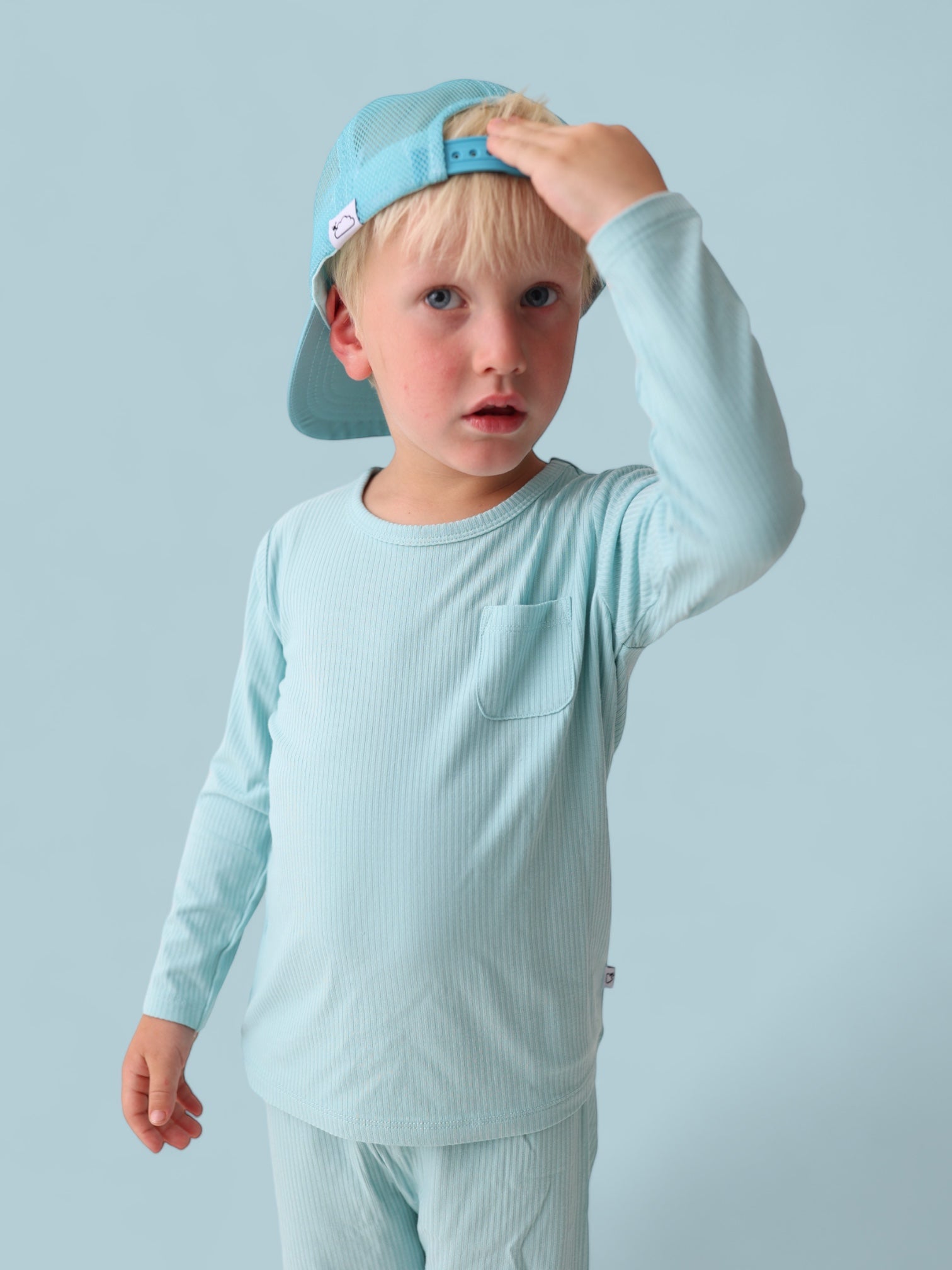 Hazy Blue Rib Dream Pocket Tee