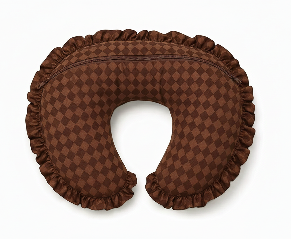 Brown Diamond Ruffle Nursing Pillow Cover