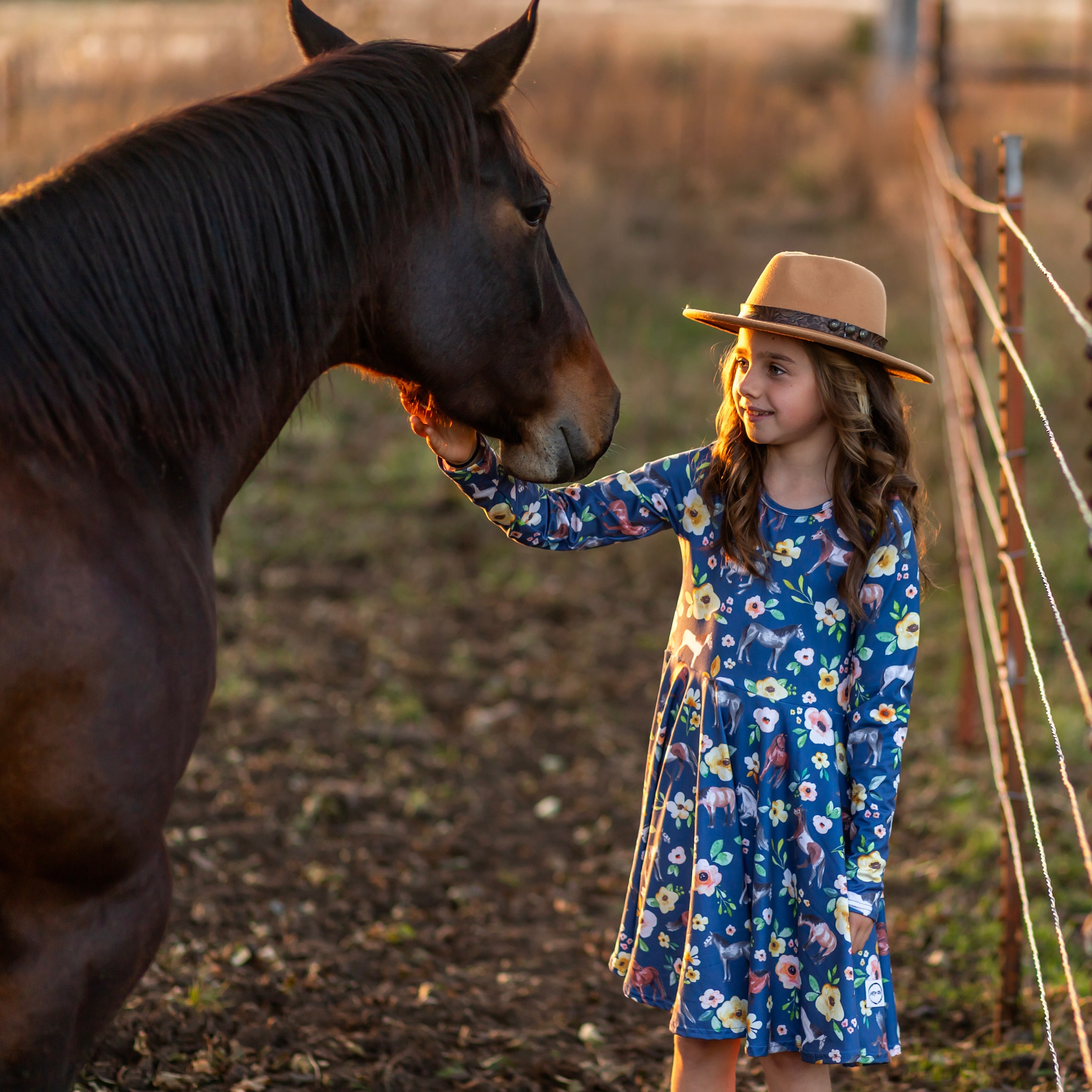 Horse Floral Twirl Dress