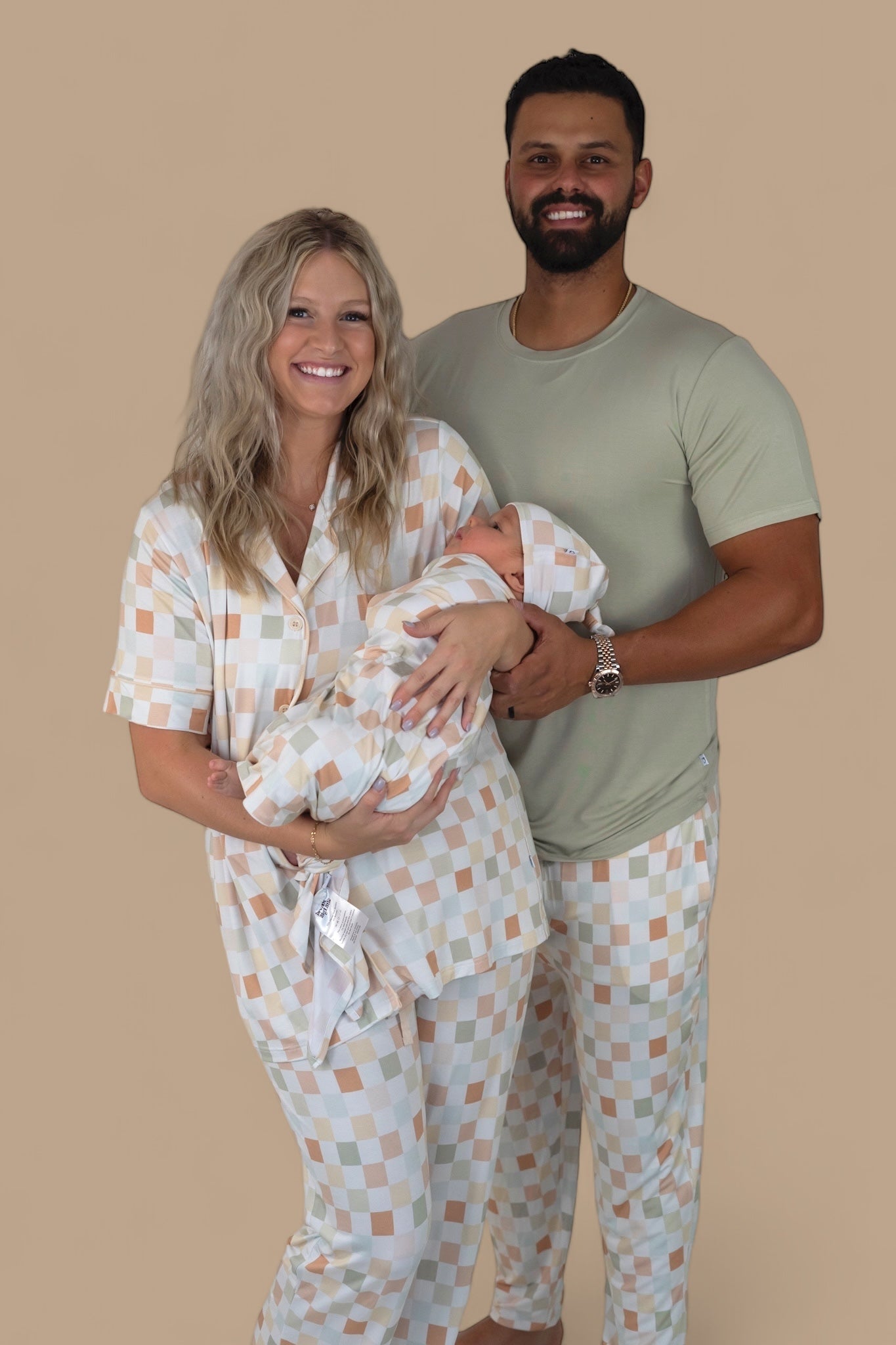 Muted Checkers Short Sleeve Men's Dream Jogger Set