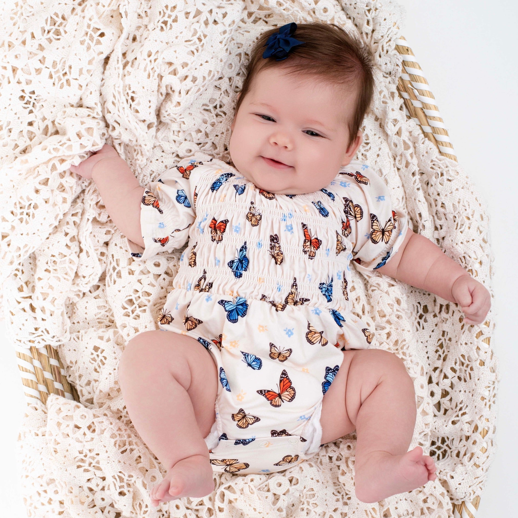 Butterfly Dreams Smocked Bubble Romper