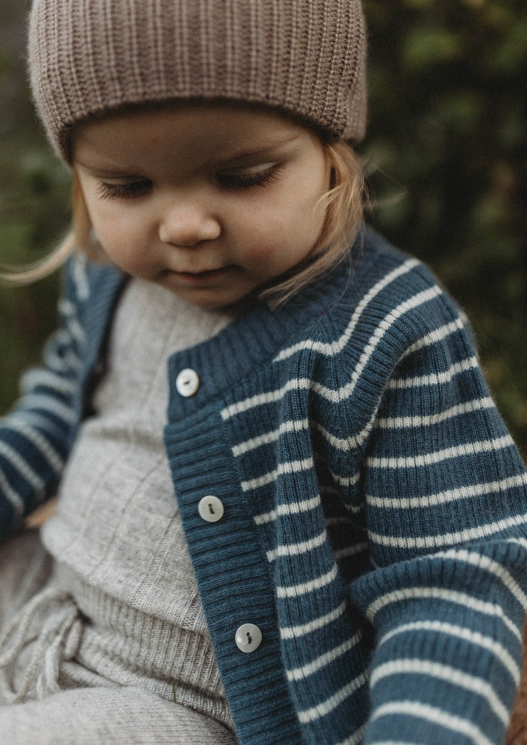 Cashmere Cardigan | Navy/creme