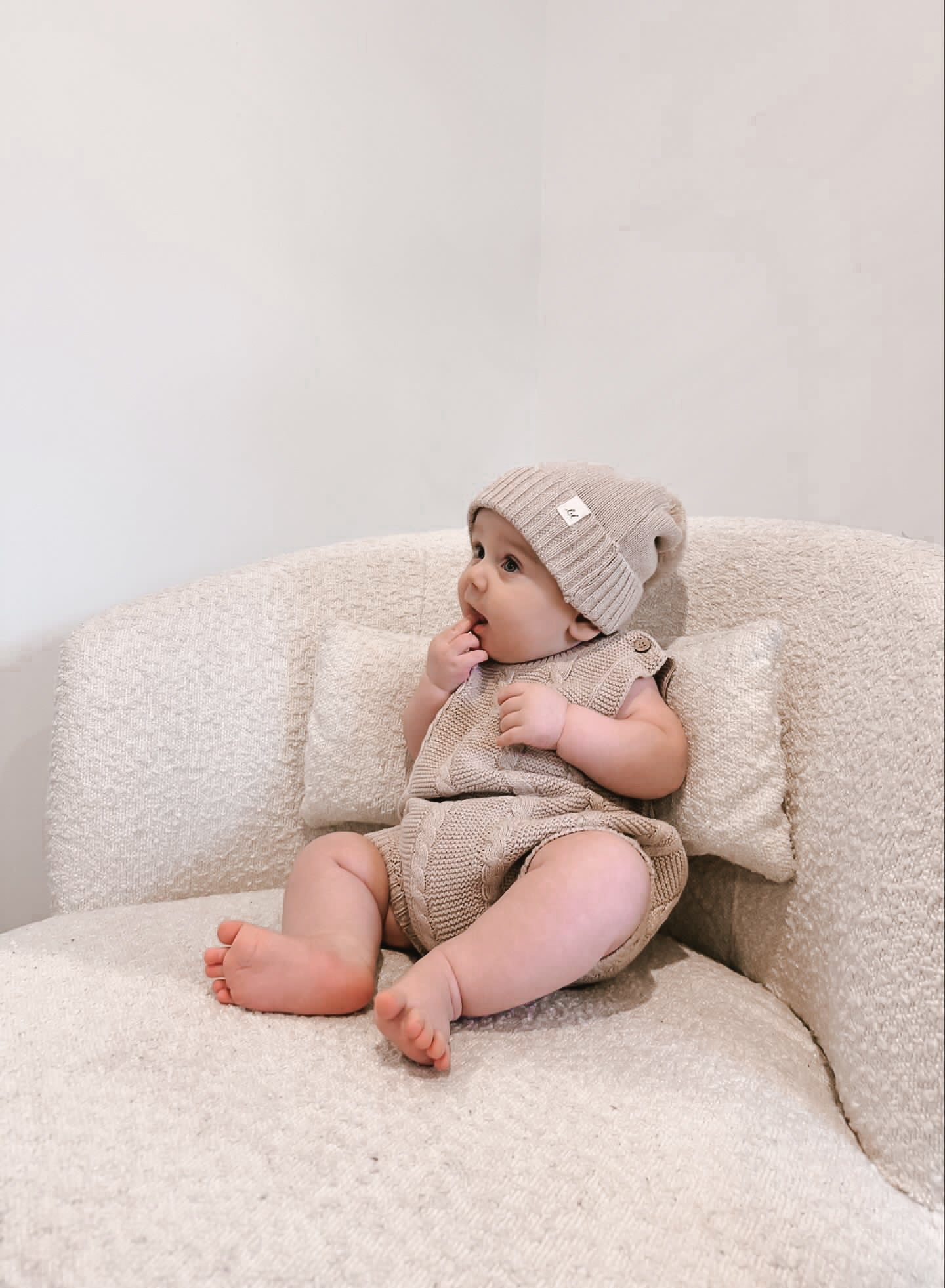 Cable Knit Summer Romper - Heather Beige