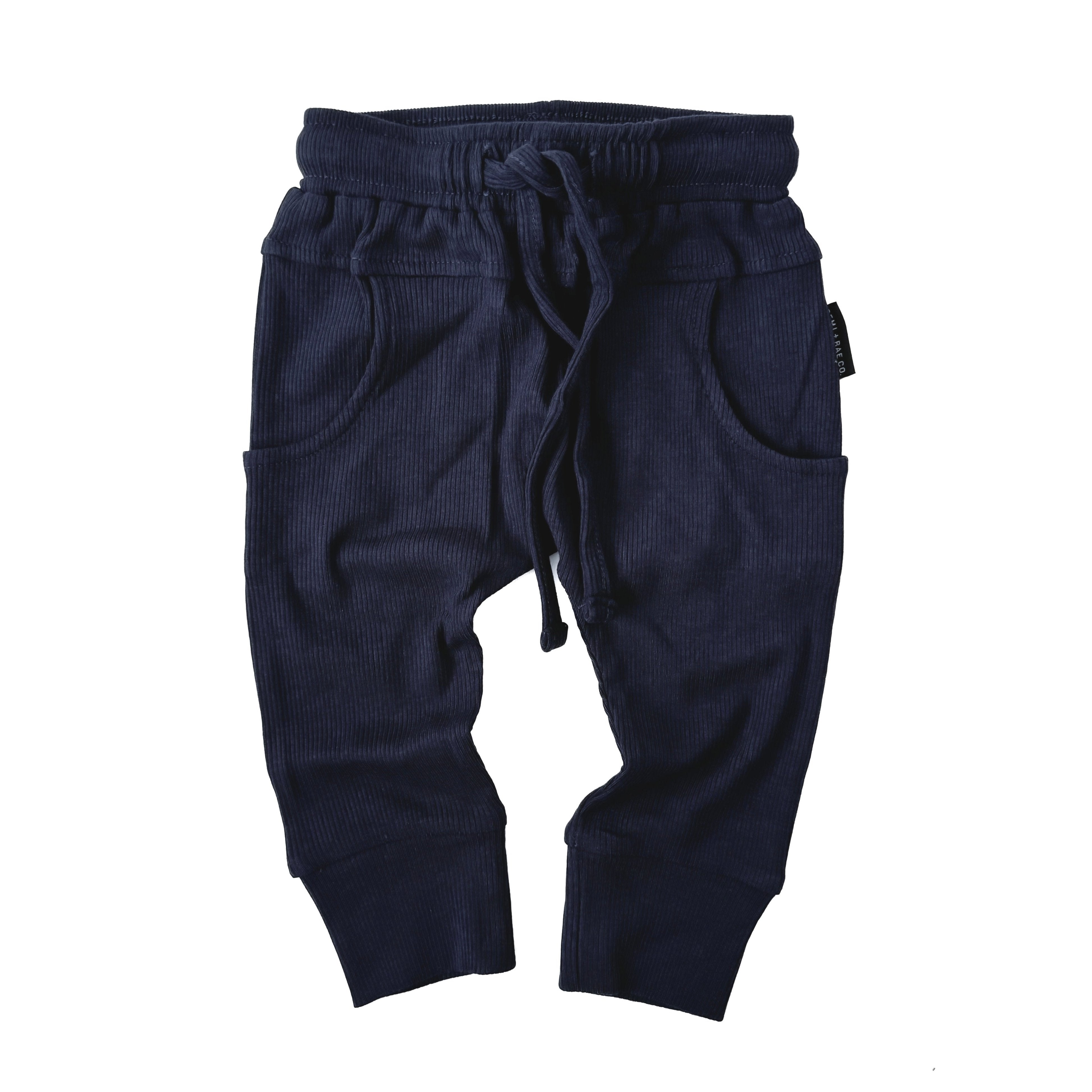 Bamboo Ribbed Joggers - Navy