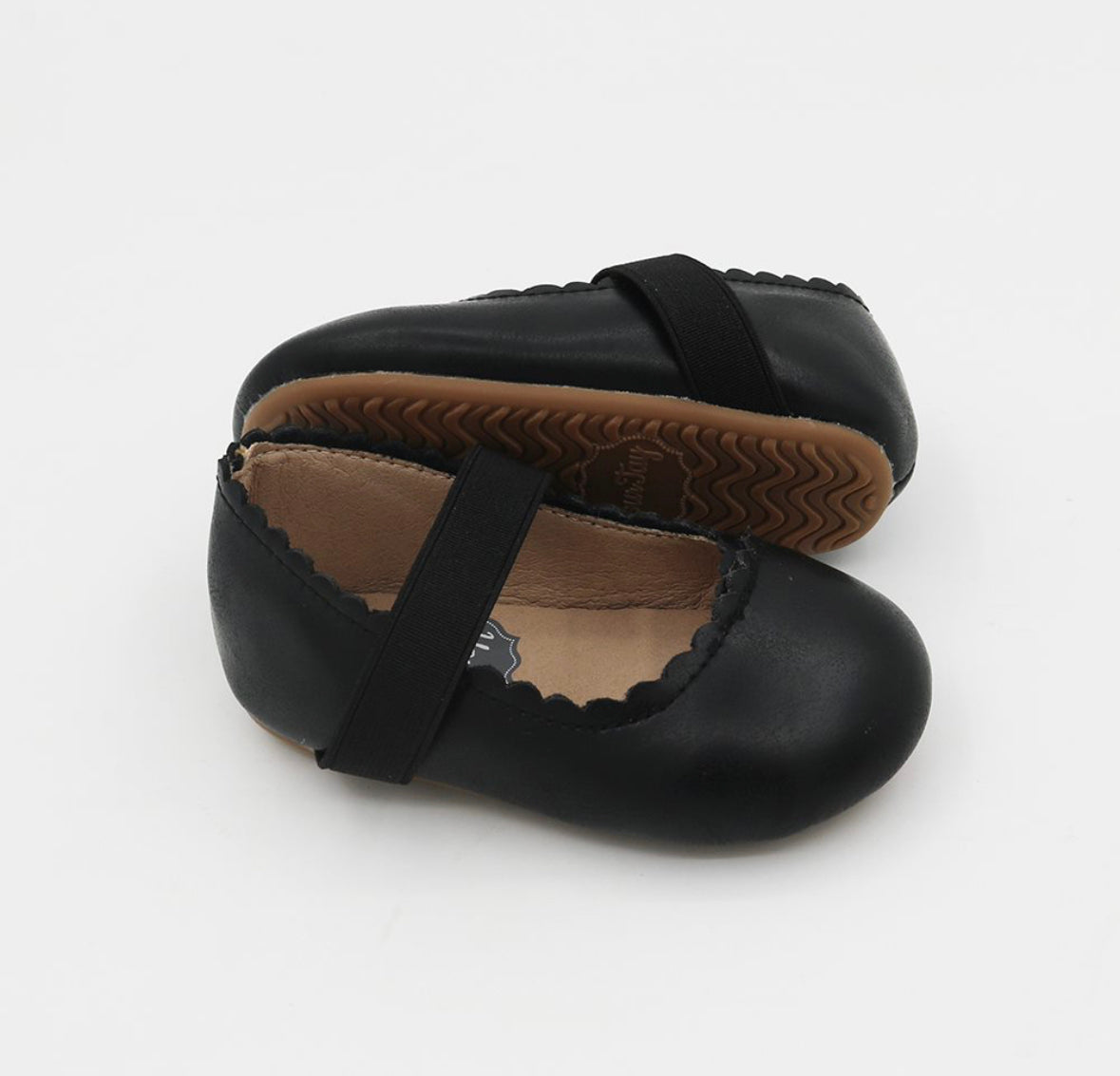 Taila's - Elastic Band Mary Jane - Black Smooth Leather