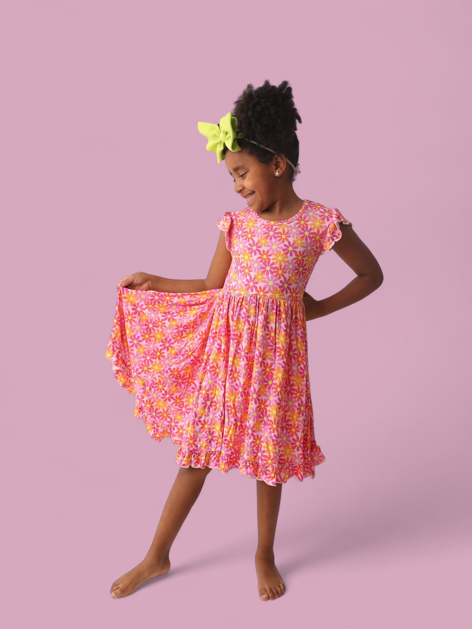 Petal Power Dream Cap Sleeve Ruffle Dress