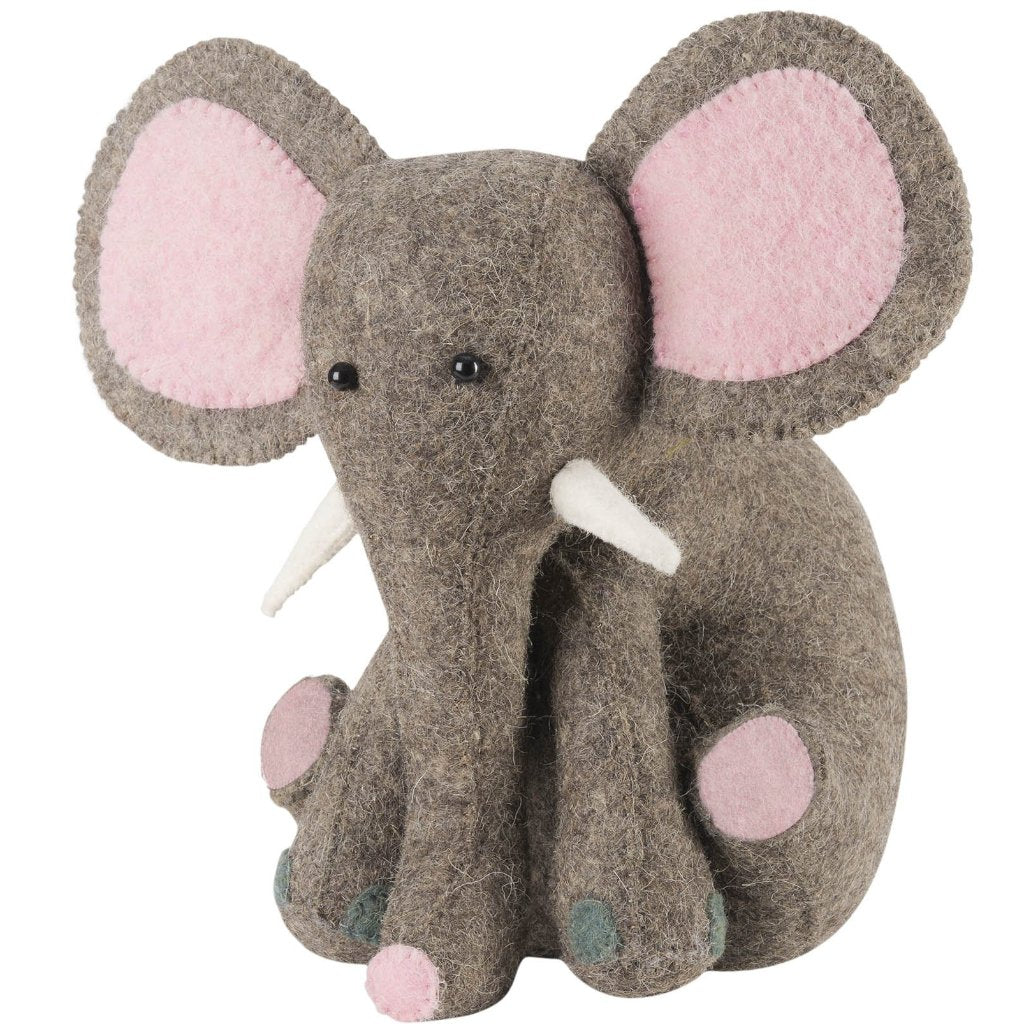 Pink Elephant Door Stop In Hand Felted Wool