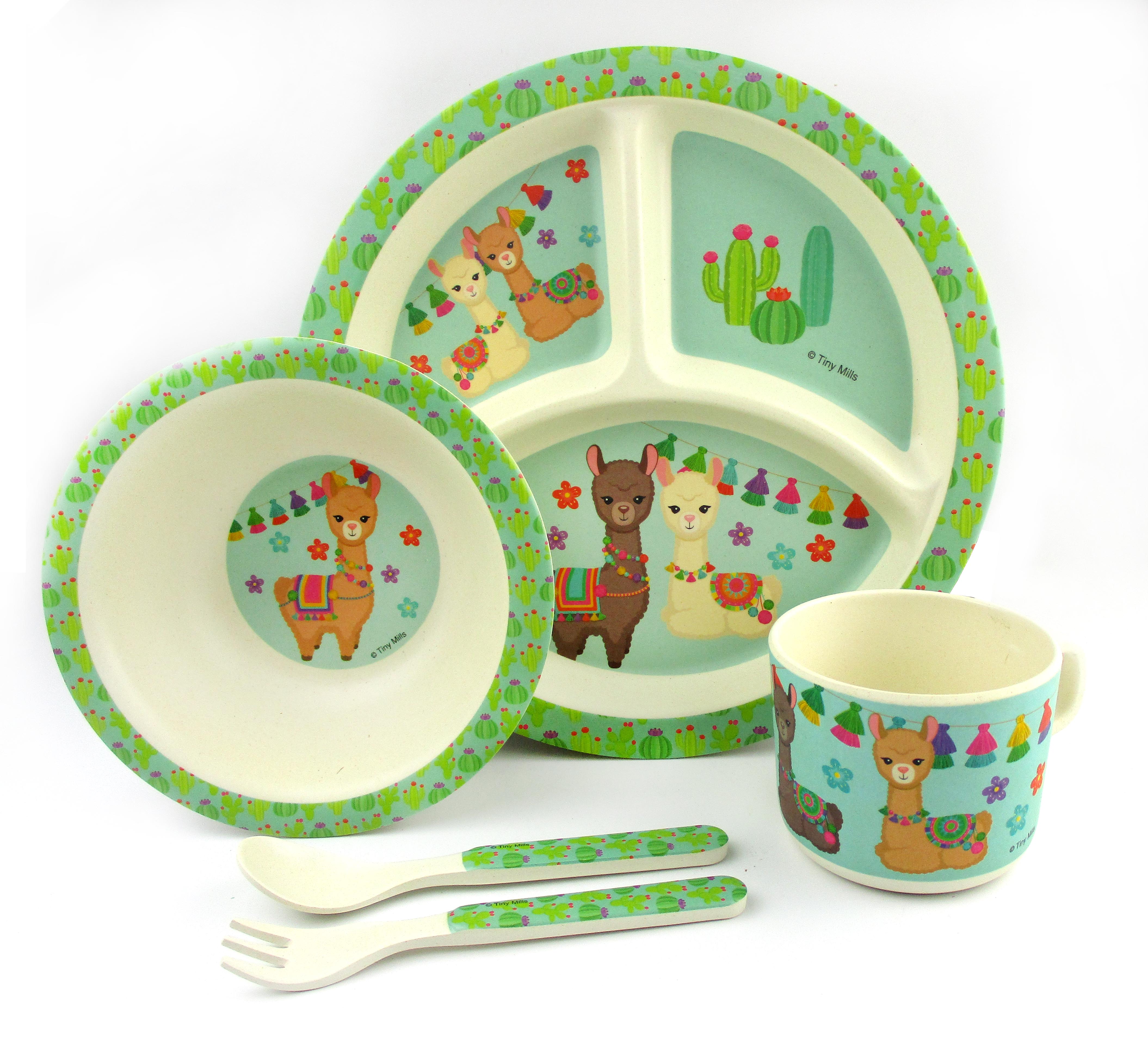 Tinymills 5-piece Eco-friendly Plant Fiber Dinnerware Set With Llama Design