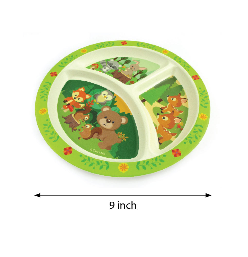 Tinymills 5-piece Eco-friendly Plant Fiber Dinnerware Set With Woodland Animal Design