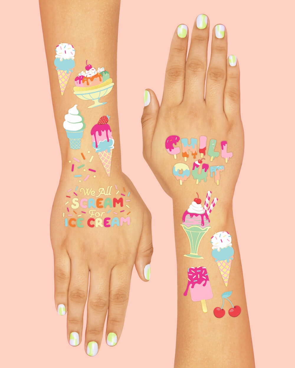 Chill Out Tats - 56 Foil Temporary Tattoos