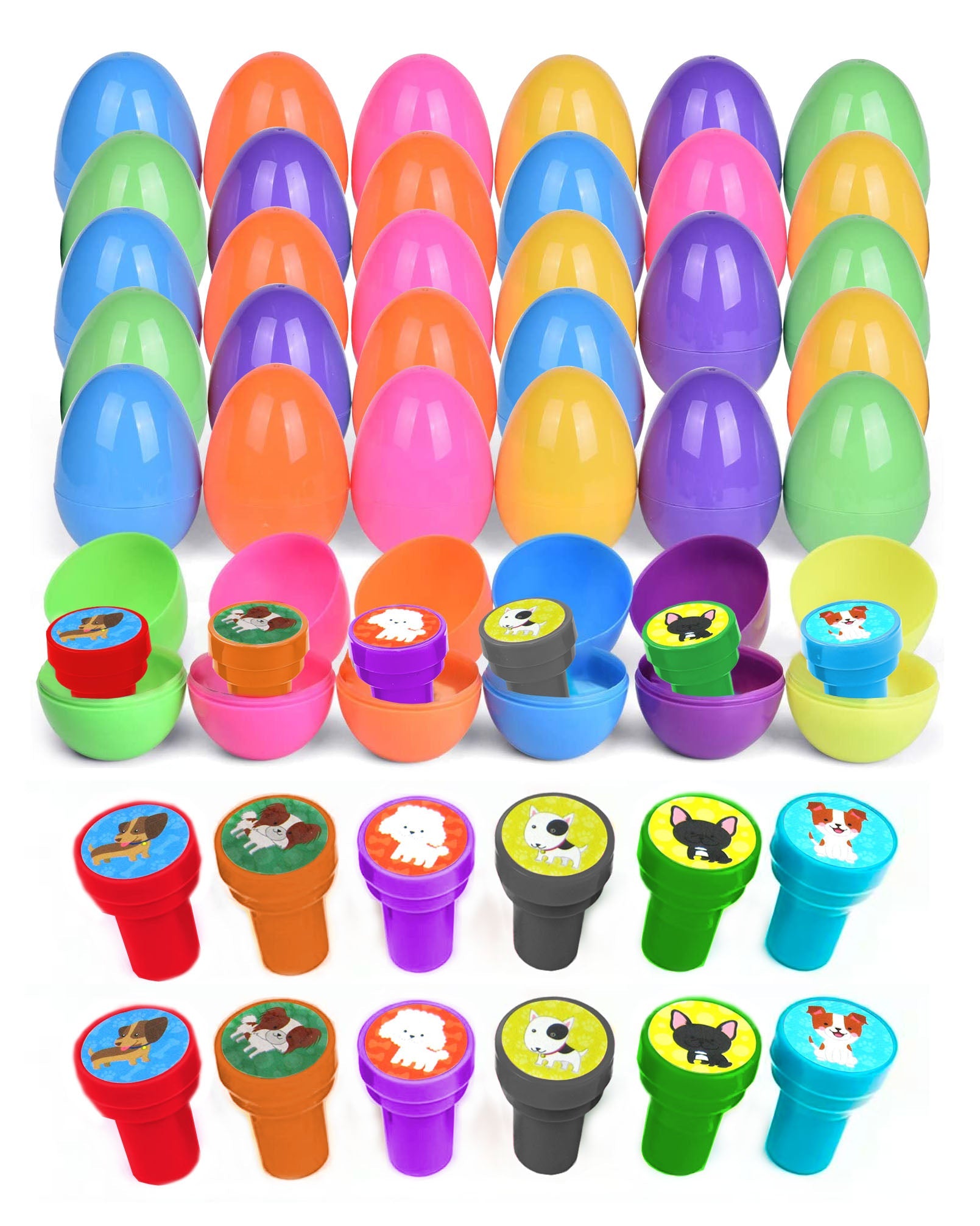 Easter Eggs With Dog Stampers - 36 Pack