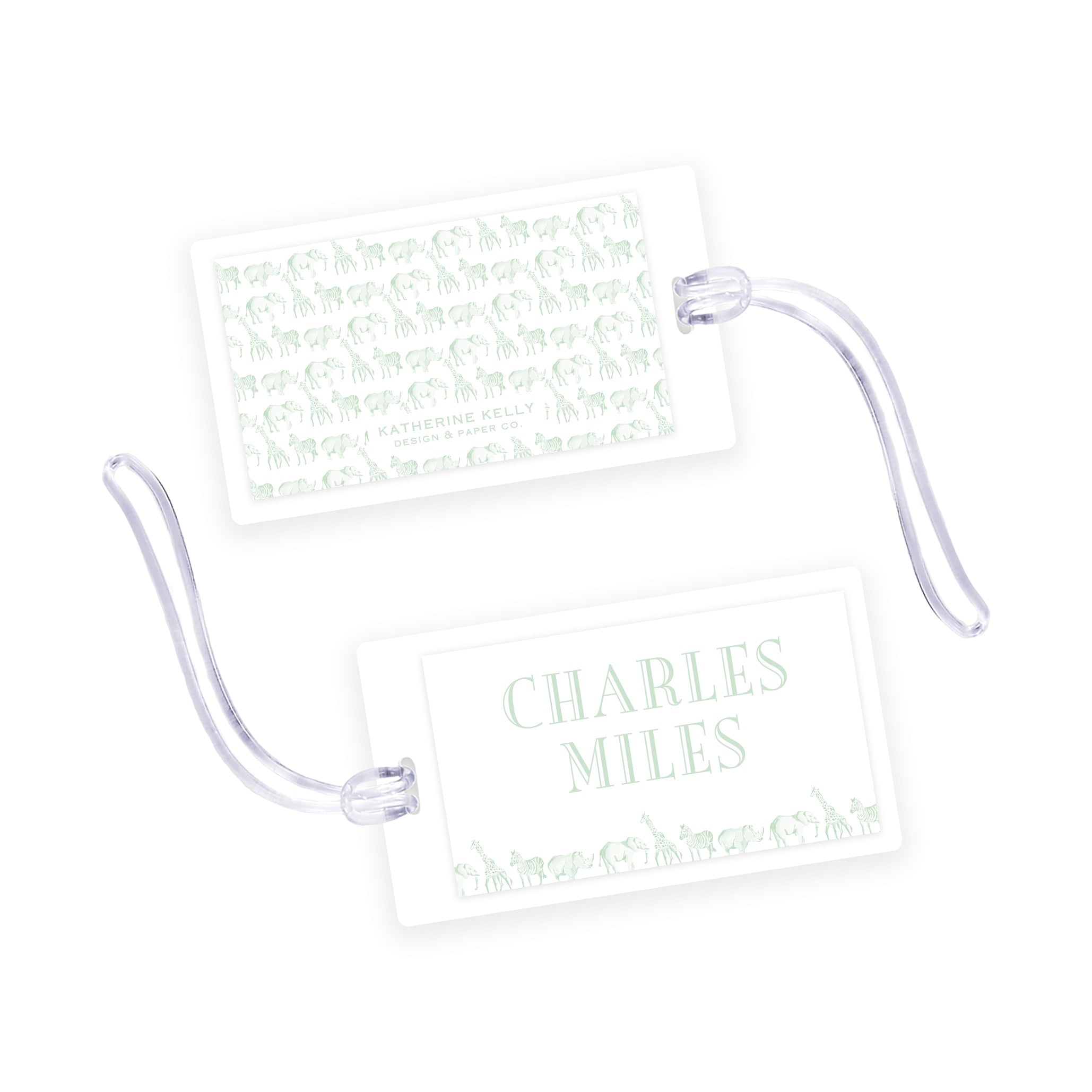 Green Safari Laminated Bag Tag