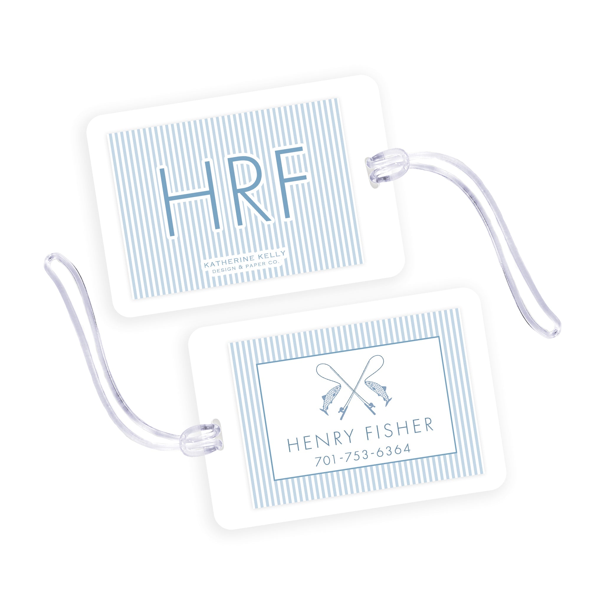 Pinstripe Fish Laminated Bag Tag