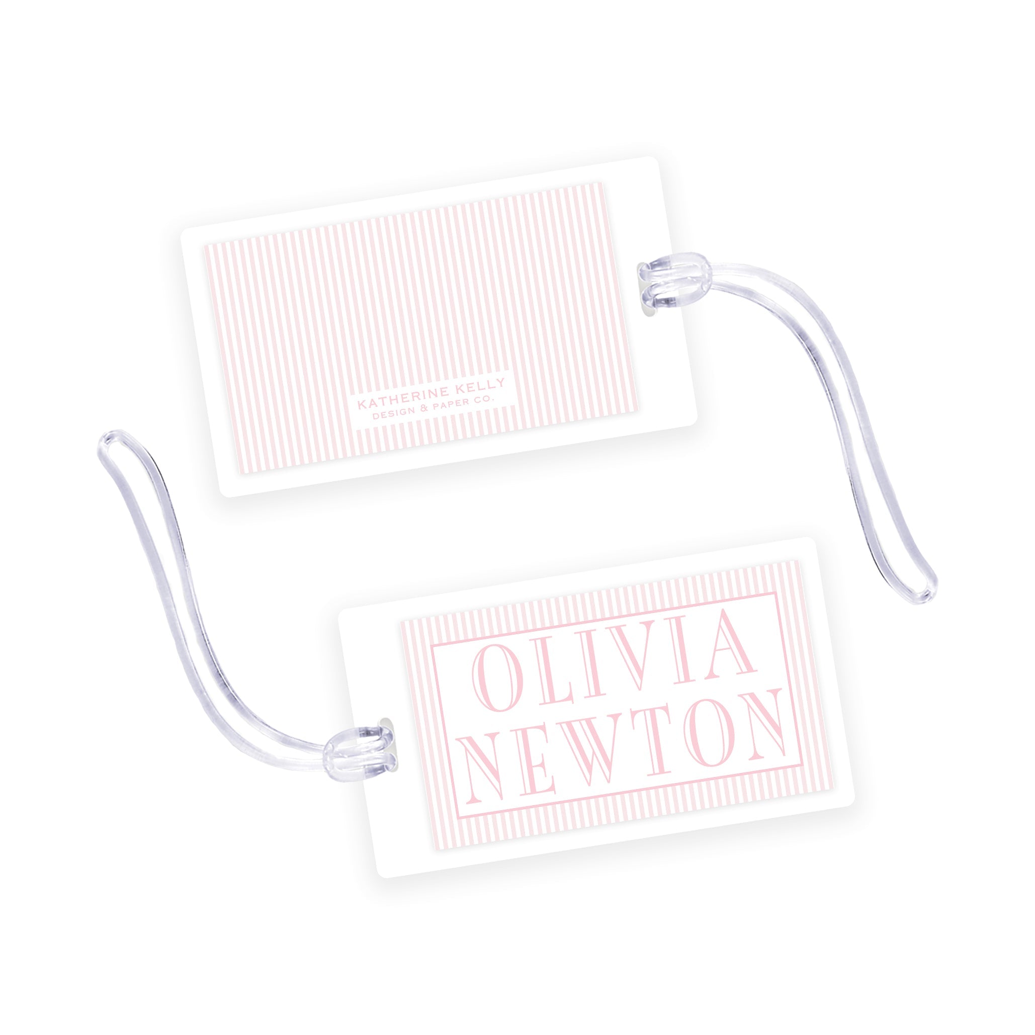 Pink Stripe Laminated Bag Tag