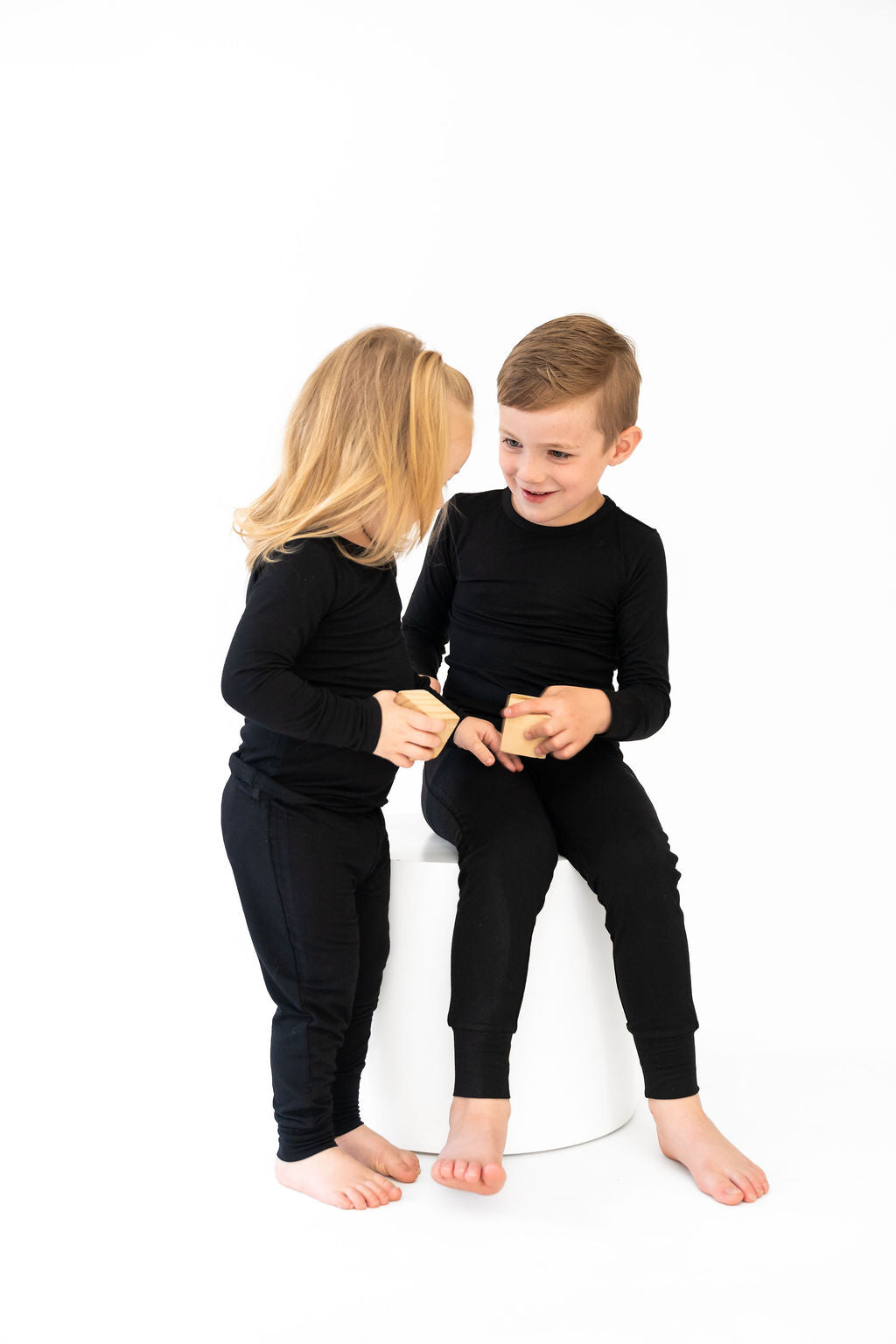 Allie Black Bamboo 2-piece Long Sleeve Set