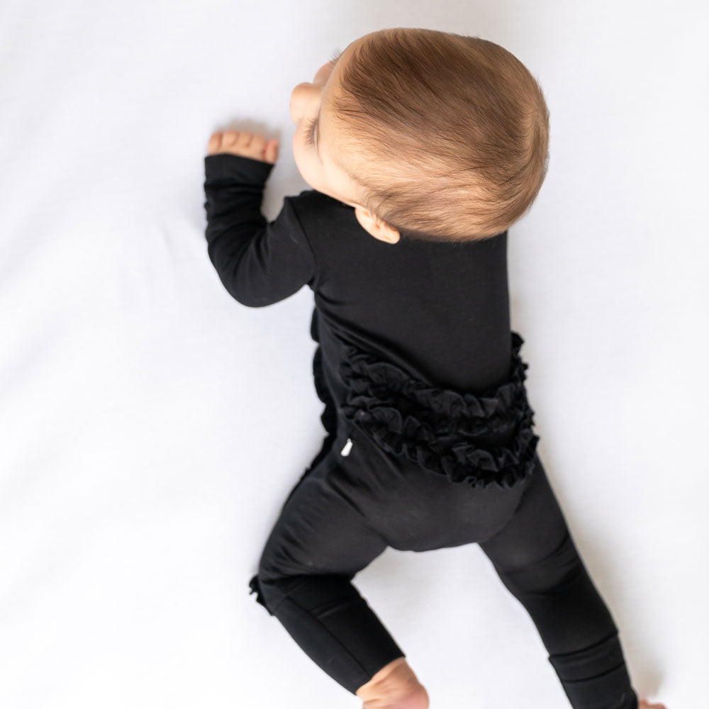 Allie Black Bamboo Ruffle Convertible Footie (2t-4t)