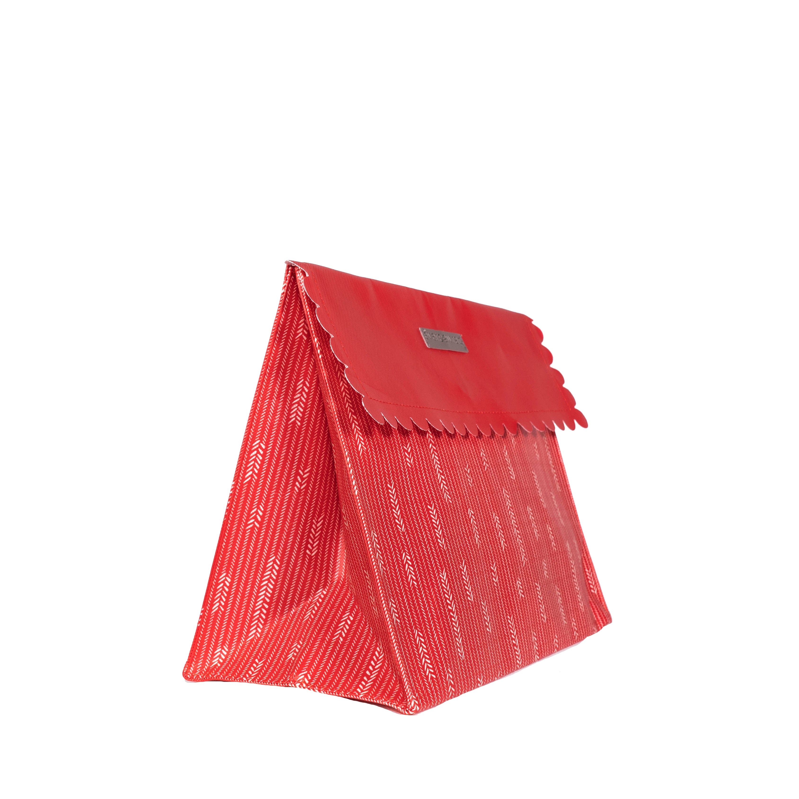 Everenvelope: Medium Red And White Reusable Gift Bag With Magnetic Closure