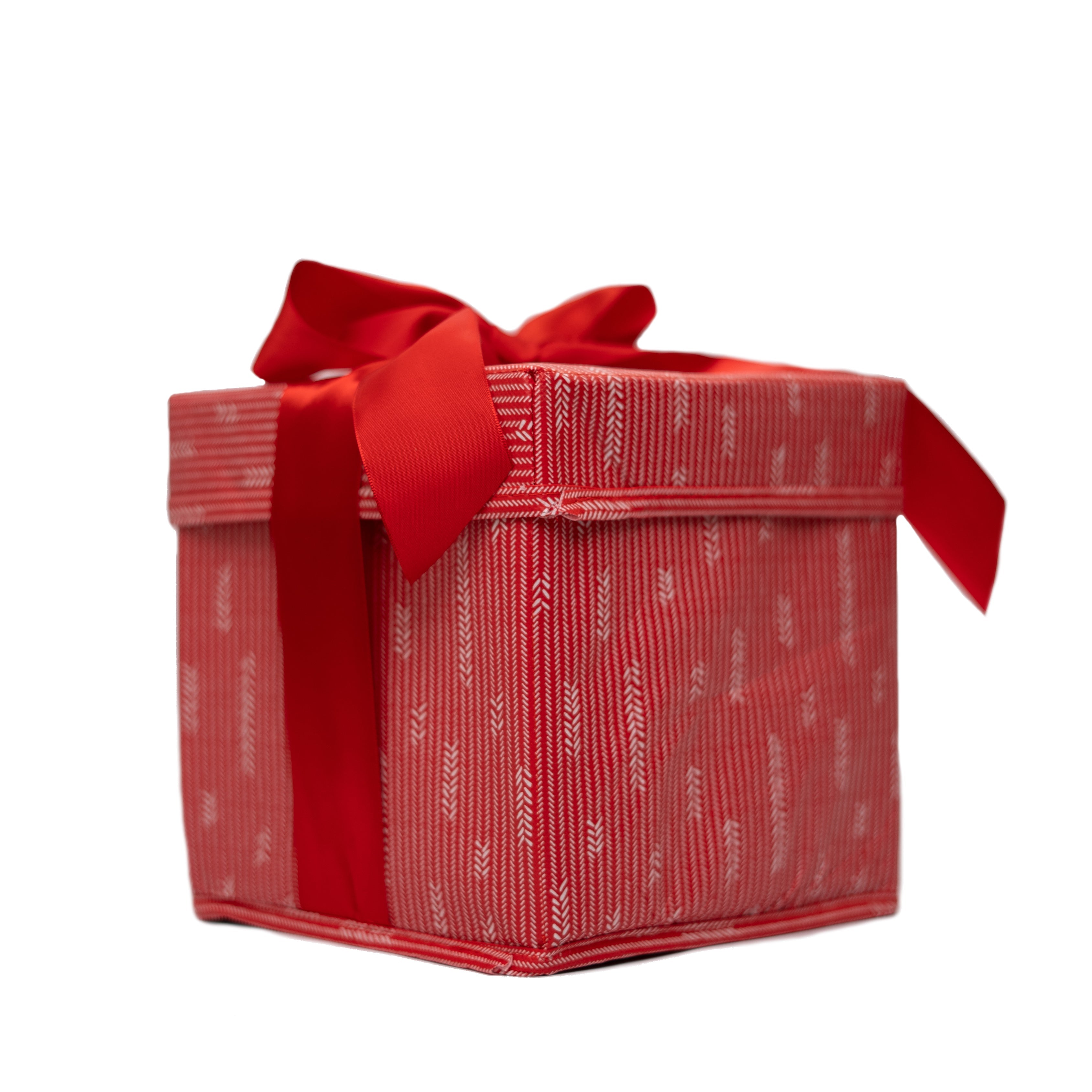 Everbox: Small Red + White Collapsible Gift Box With Red Satin Ribbon