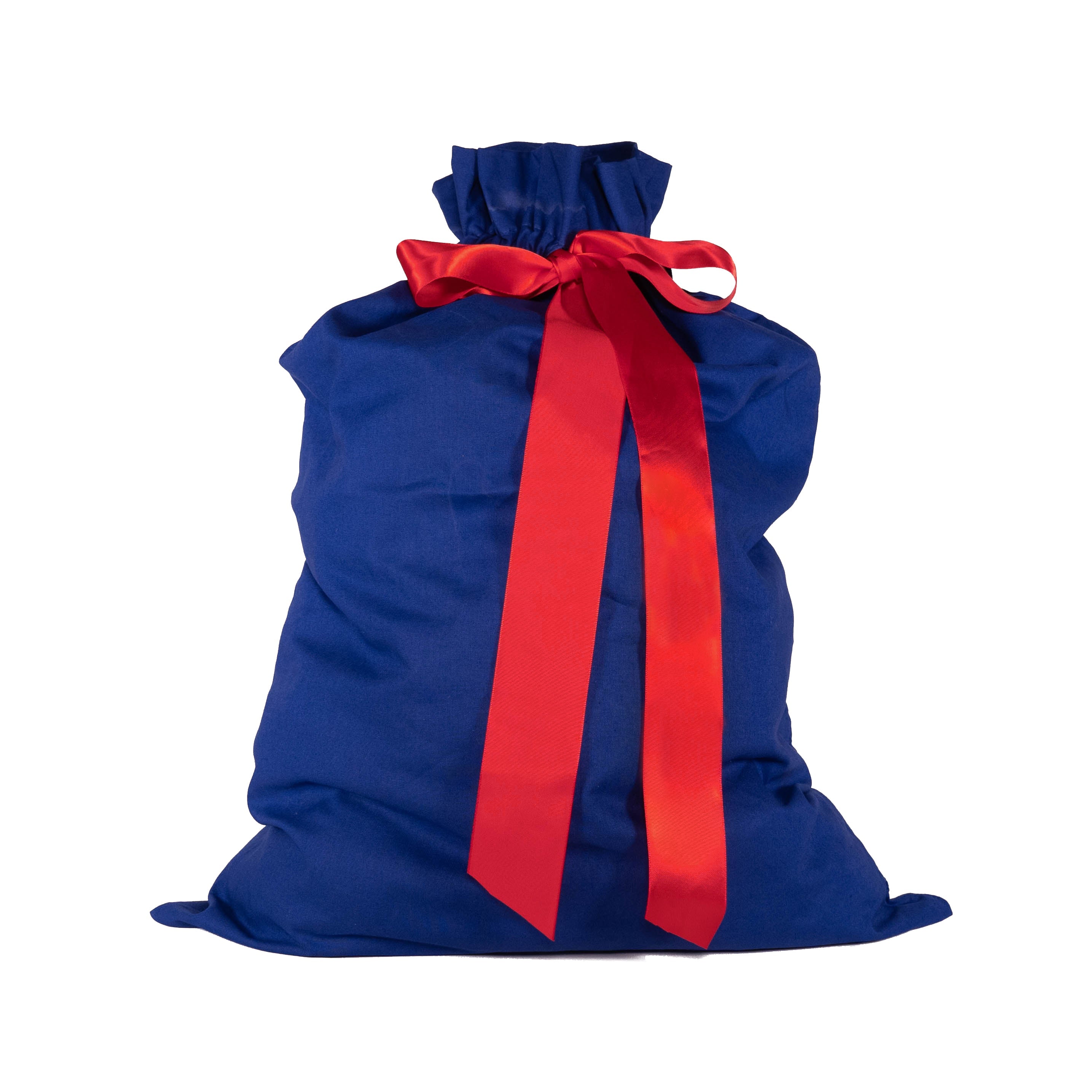 Evertie: Large Blue Tie Bag With Satin Ribbon Closure
