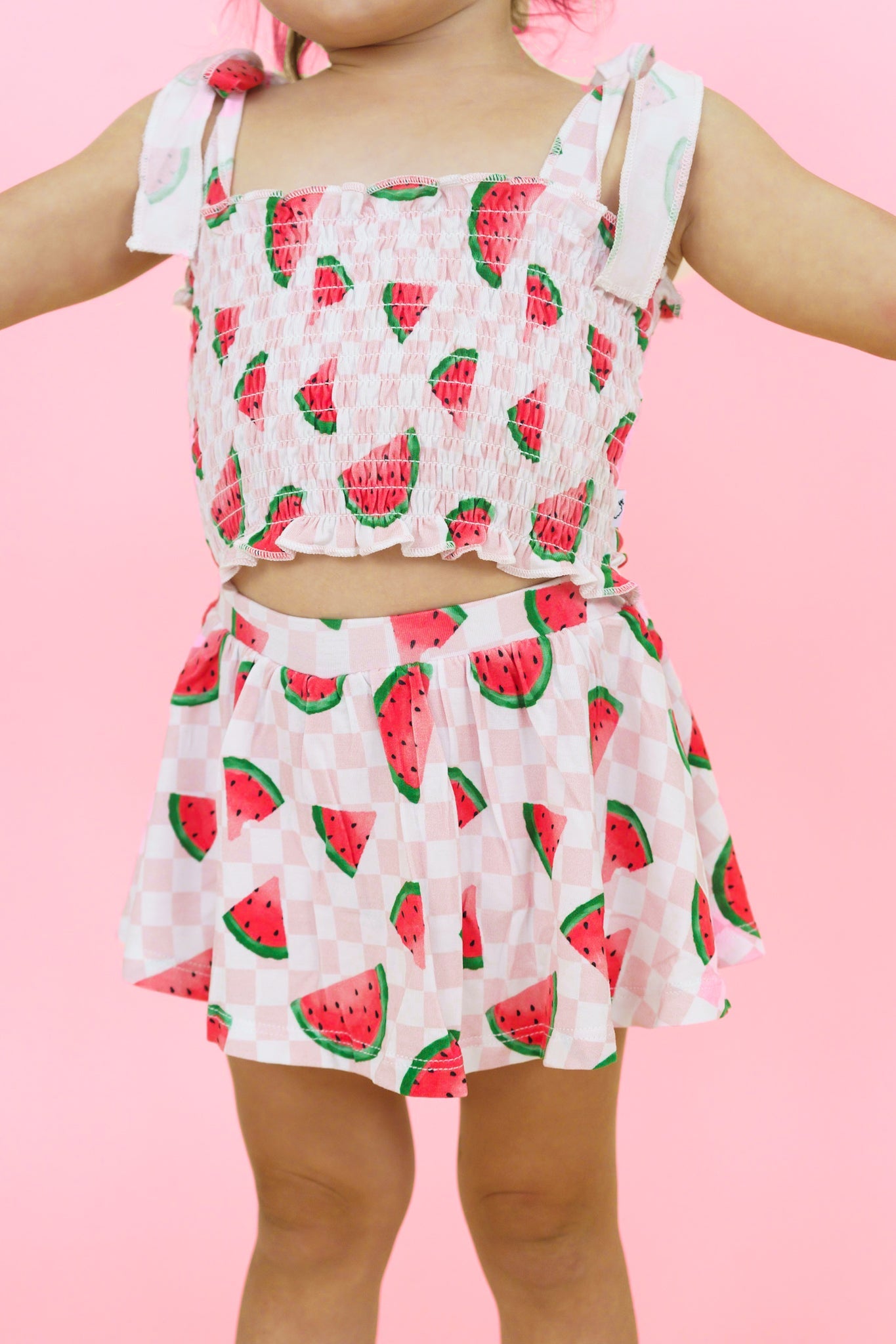 One In A Melon Checkers Dream Smocked Skort Set
