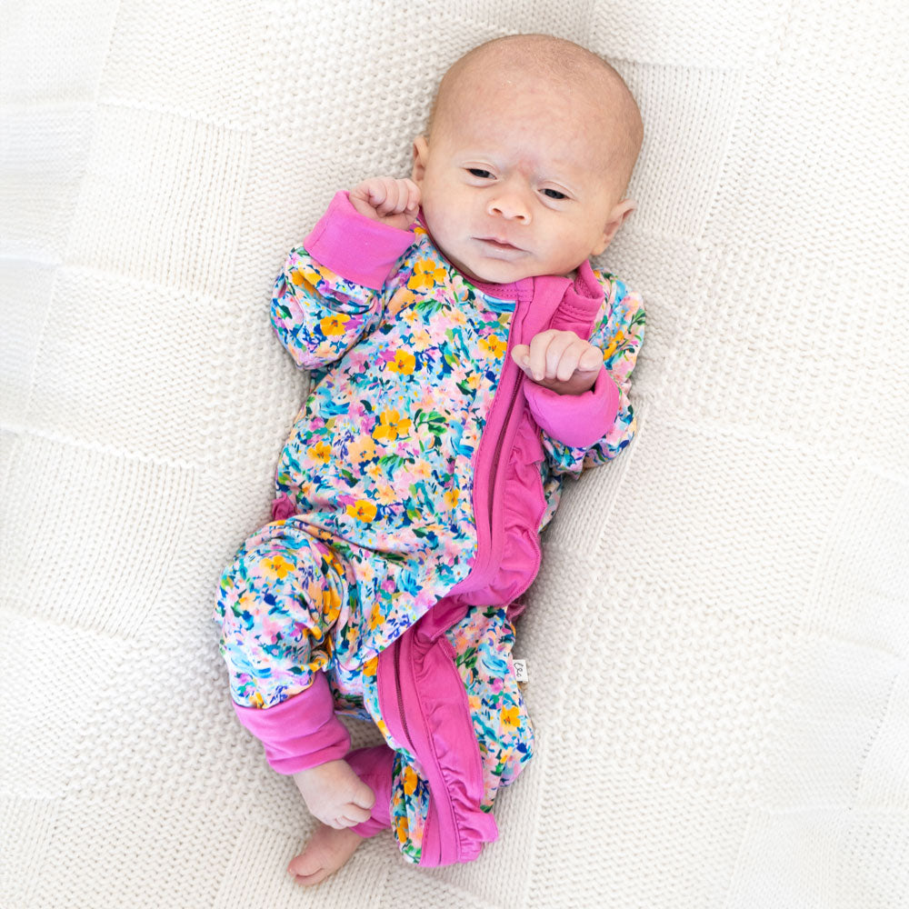 Anna Grace Bamboo Ruffle Convertible Footie