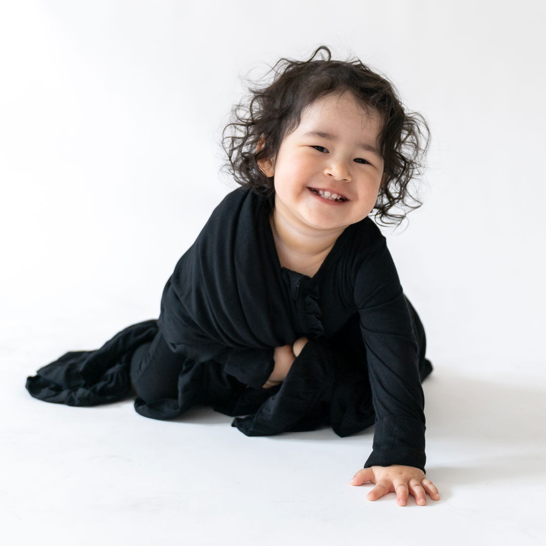 Allie Black Bamboo Ruffle Convertible Footie (2t-4t)