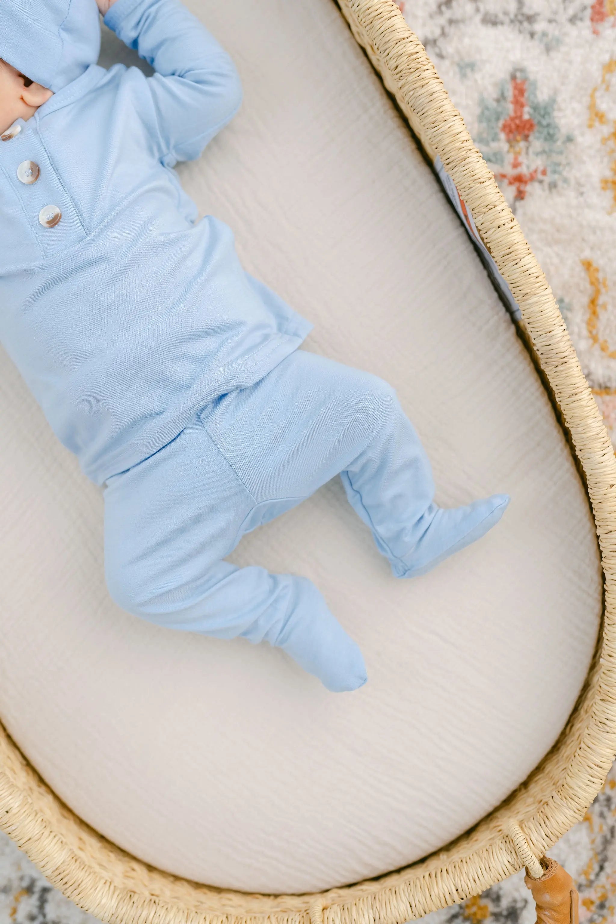Top And Bottom Outfit And Hat Set - (newborn-3 Months) Baby Blue