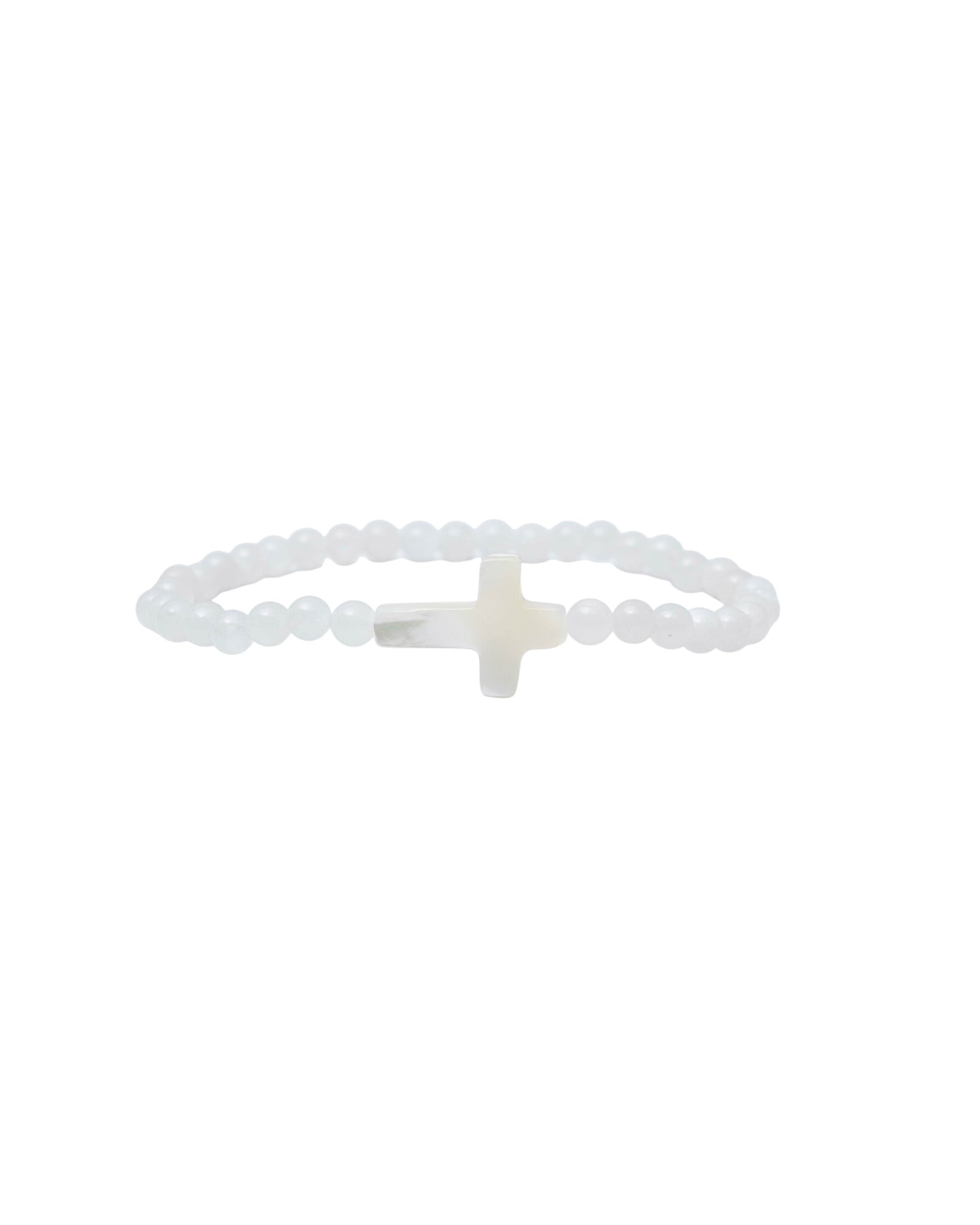 White Small Stone Cross Bracelet