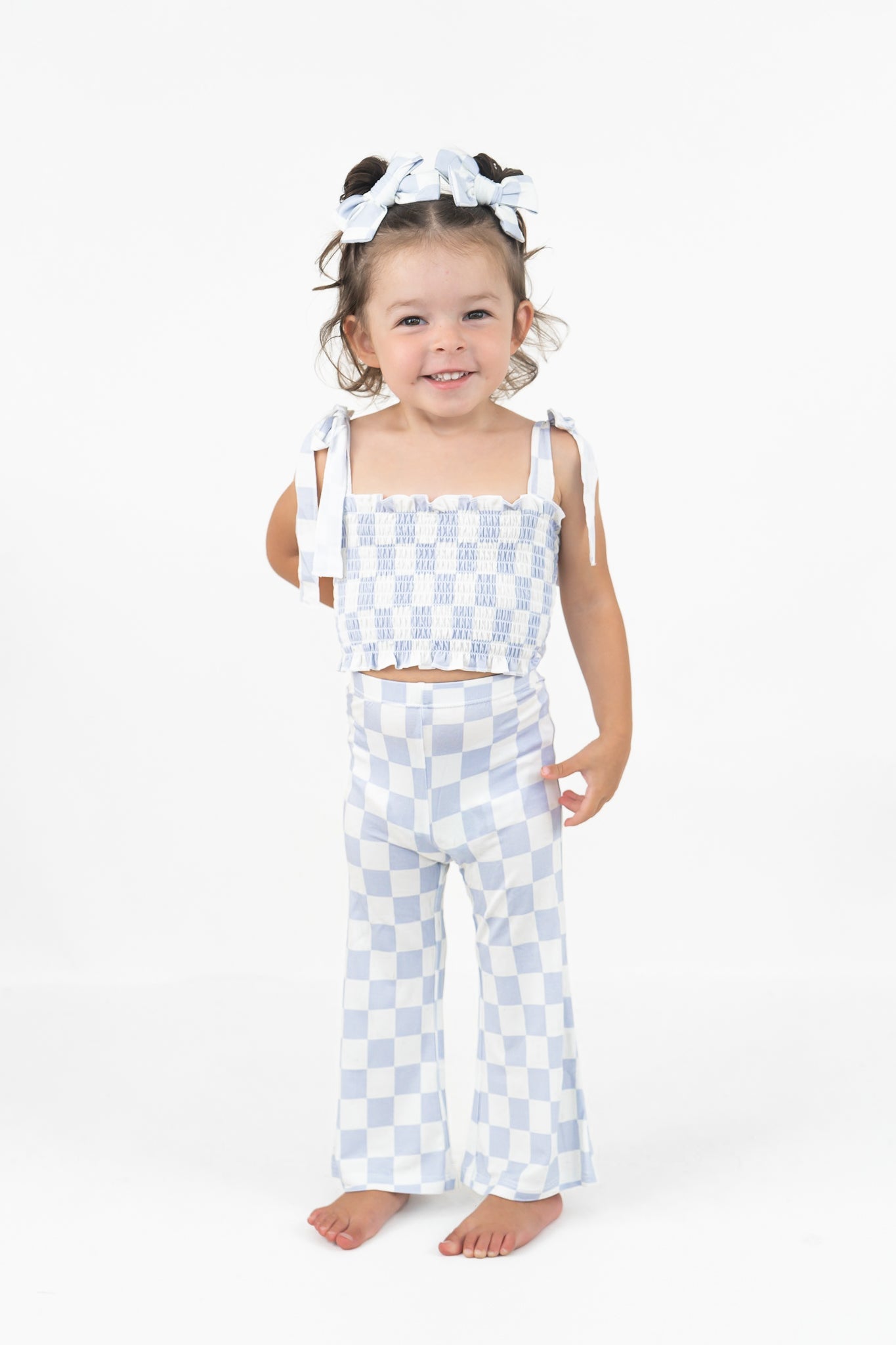 Cloudy Checkers Dream Smocked Flare Set