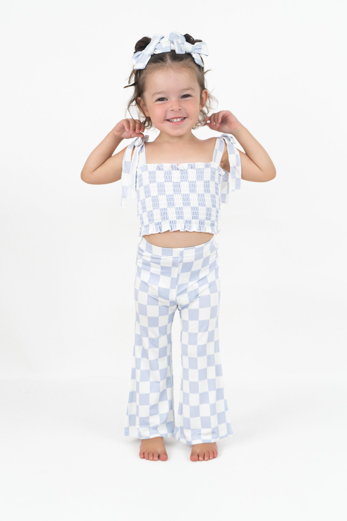 Cloudy Checkers Dream Smocked Flare Set