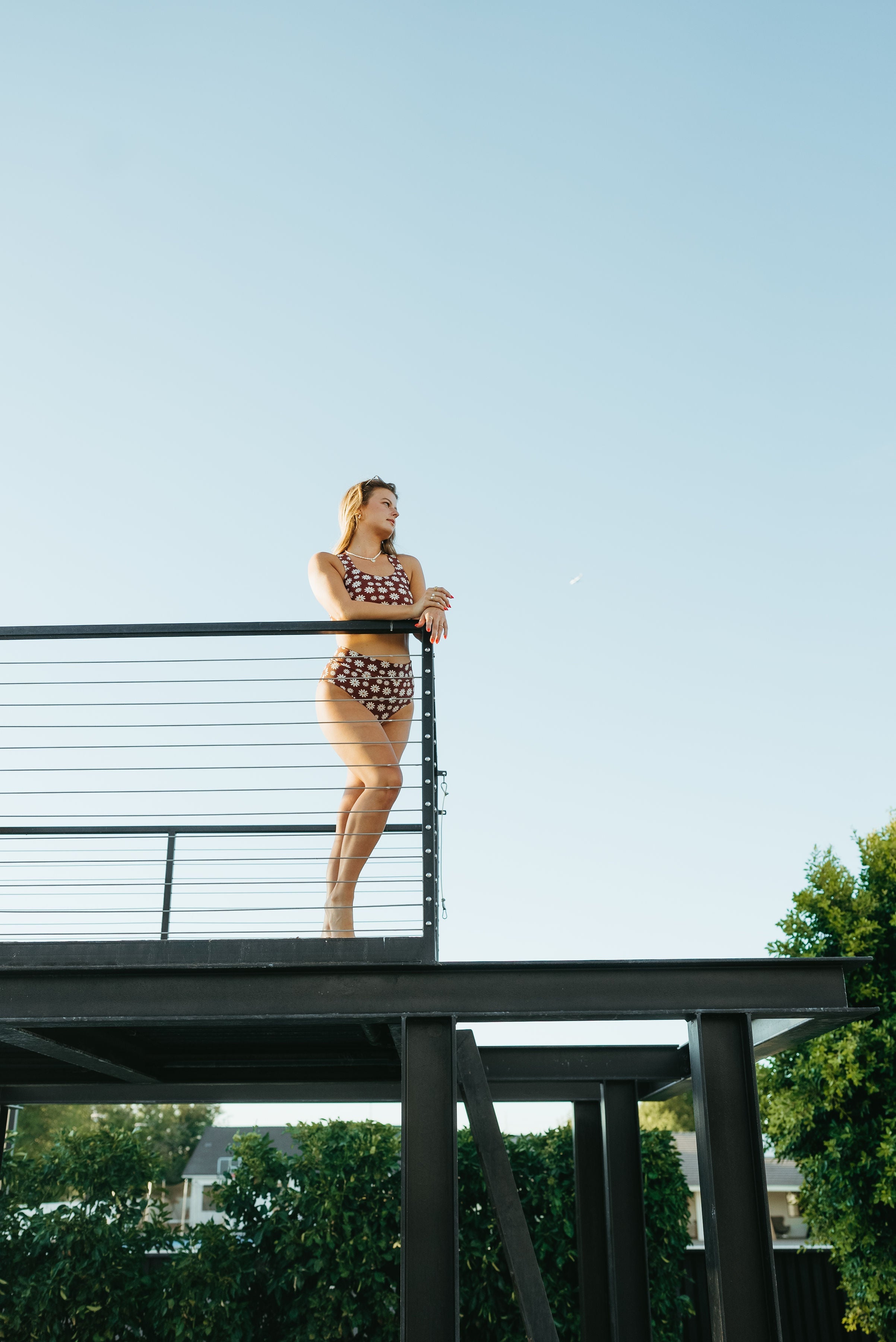 Women's Basic Bikini | Warm Brown Floral