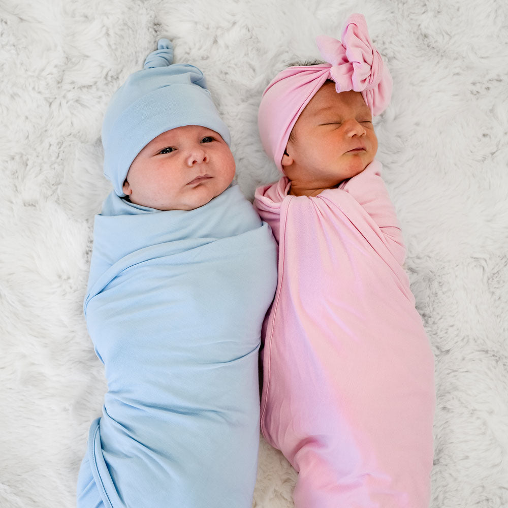 Light Pink Swaddle + Bow Set