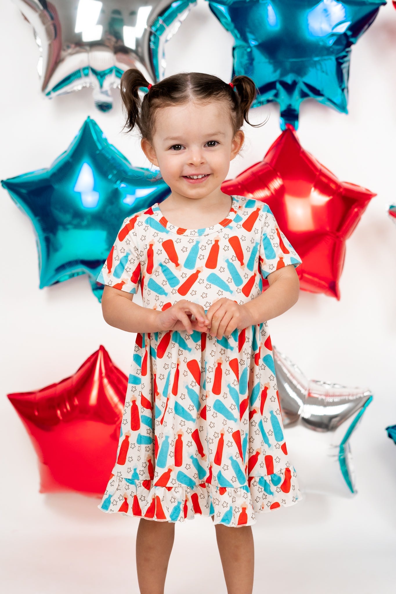 Bursting Red White & Blue Dream Ruffle Dress